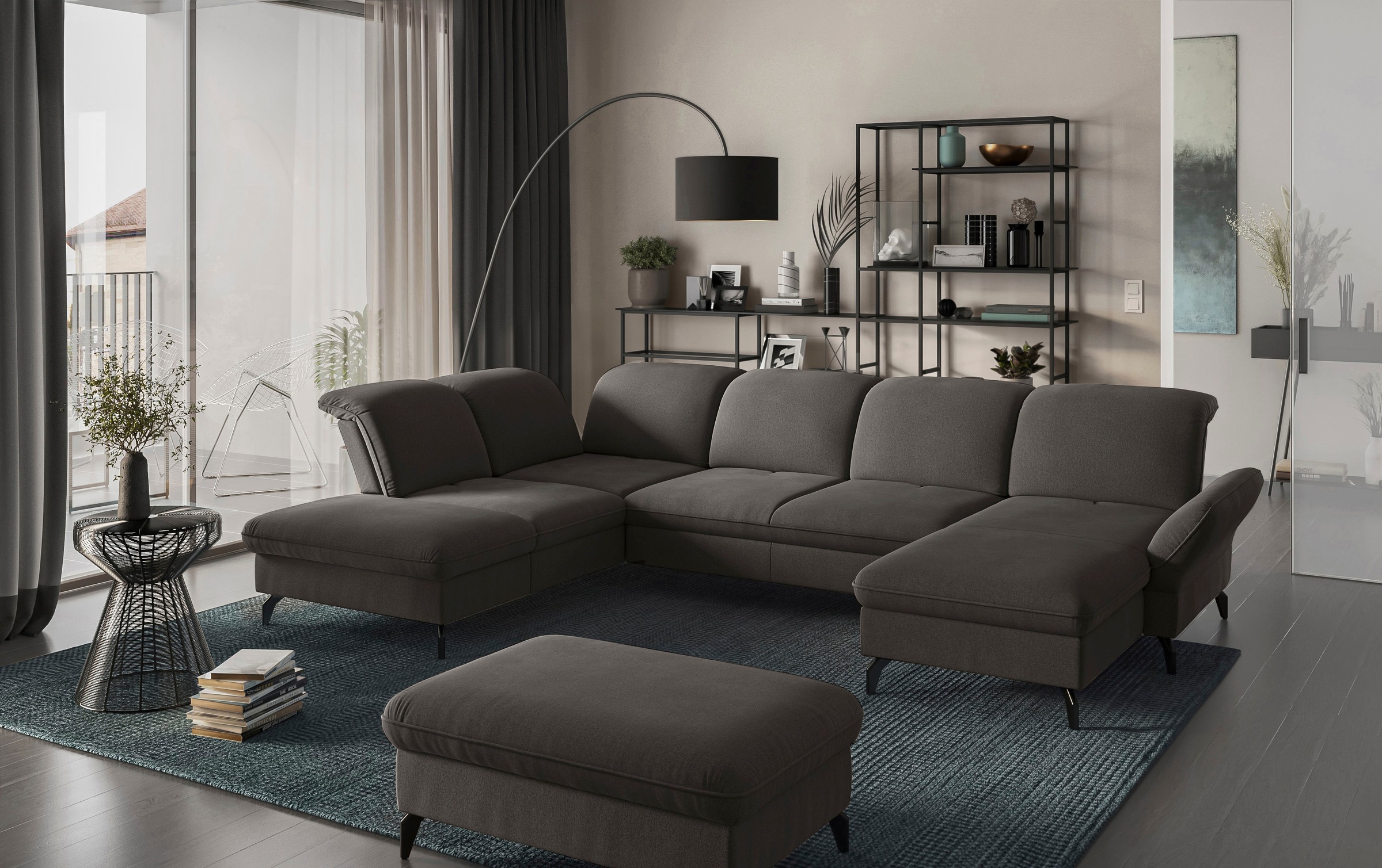 sit&more Wohnlandschaft »Leandro U-Form«, Wahlweise mit Bett-, Kopfteil - u günstig online kaufen