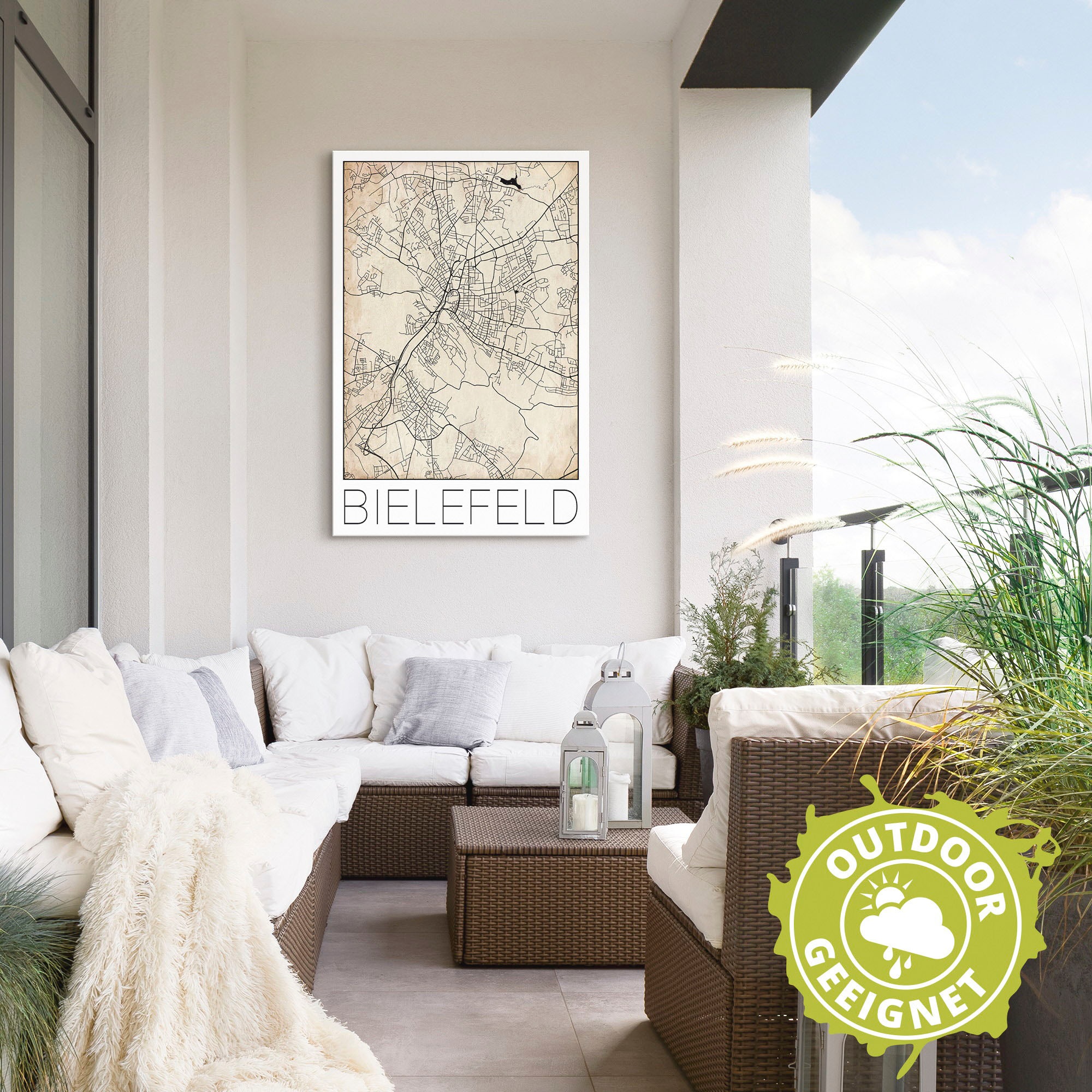 Artland Wandbild »Retro Karte Bielefeld Deutschland Grunge«, Deutschland, (1 St.), als Alubild, Leinwandbild, Wandaufkleber oder Poster in versch. Größen