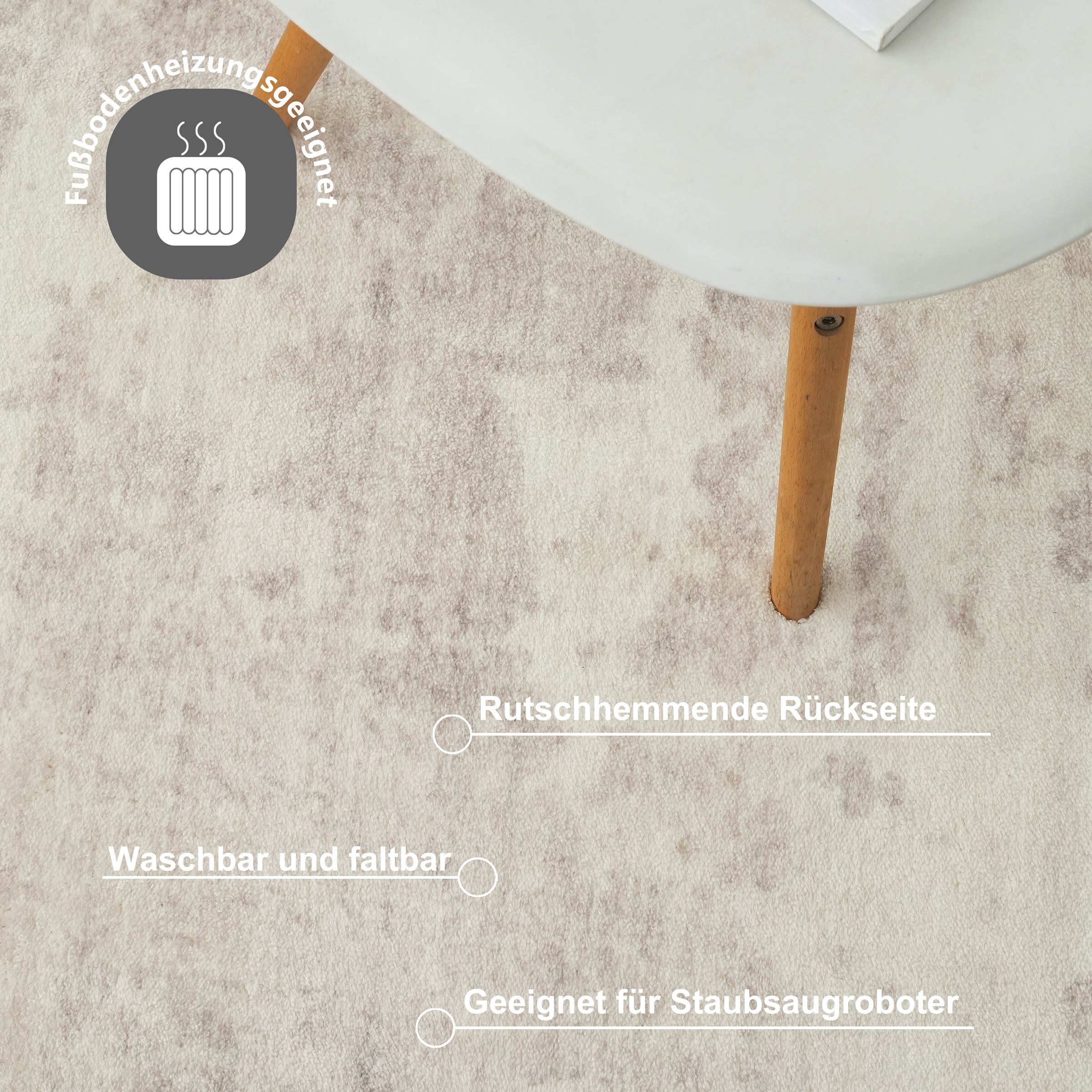 OTTO home Teppich »Mokk, Druckteppich, mehrfarbig, im Vintage-Look« rechteckig 12 mm Höhe bedruckt, waschbar, weich, Wohnzimmer, Schlafzimmer, Esszimmer