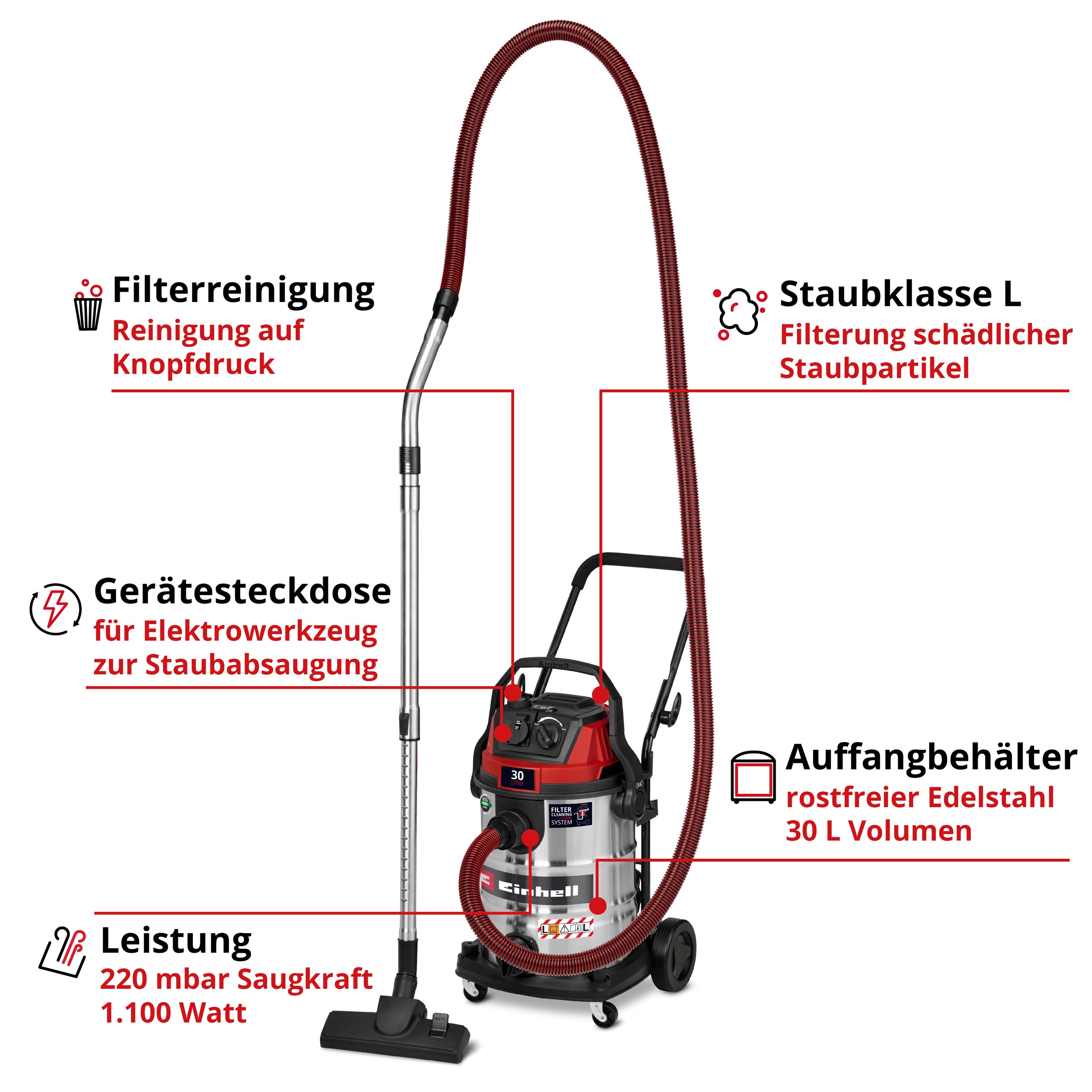 Einhell Nass-Trocken-Sauger »TE-VC 3080 SACL« Ohne Akku, ohne Ladegerät günstig online kaufen