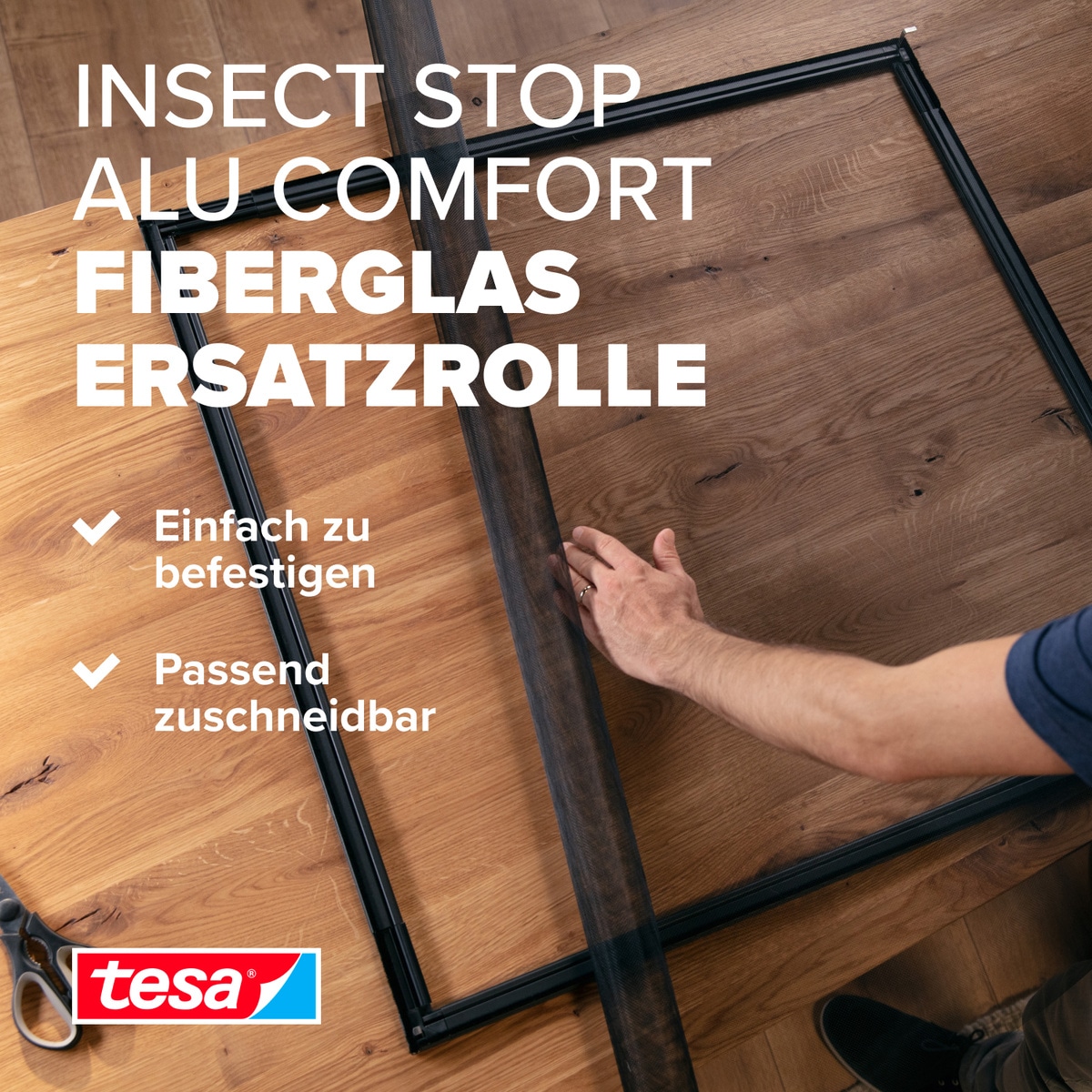 tesa Fliegengitter-Gewebe »Insect Stop Fliegengitter Ersatzrolle Clear View 1.2 m x 2.5 m«, Mückennetz für Fenster & Türen - Ersatz-Rolle