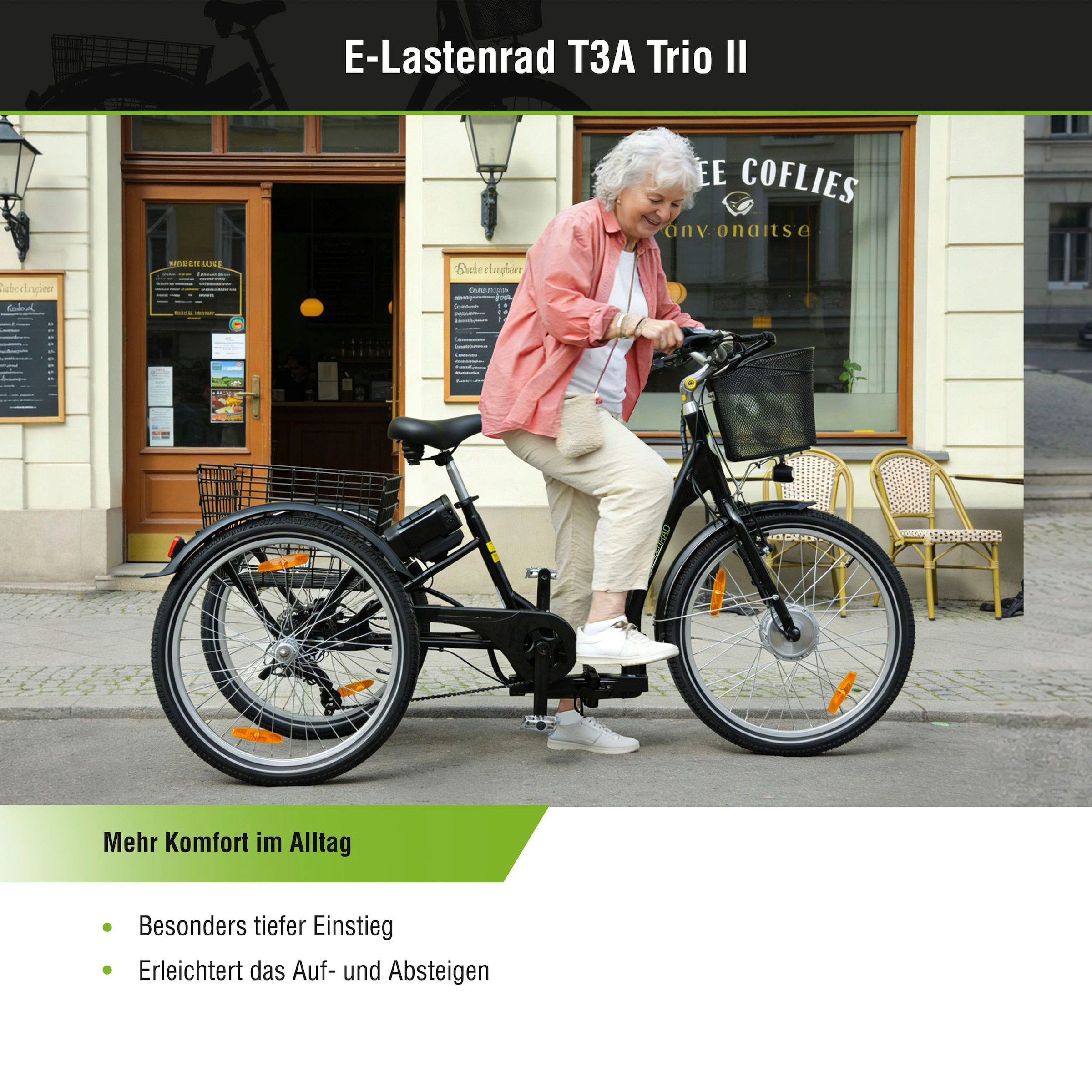 SachsenRad »T3A Trio II Faltbar mit Alarmanlage« 7 Gang Shimano Kettenschaltung Frontmotor 250 W