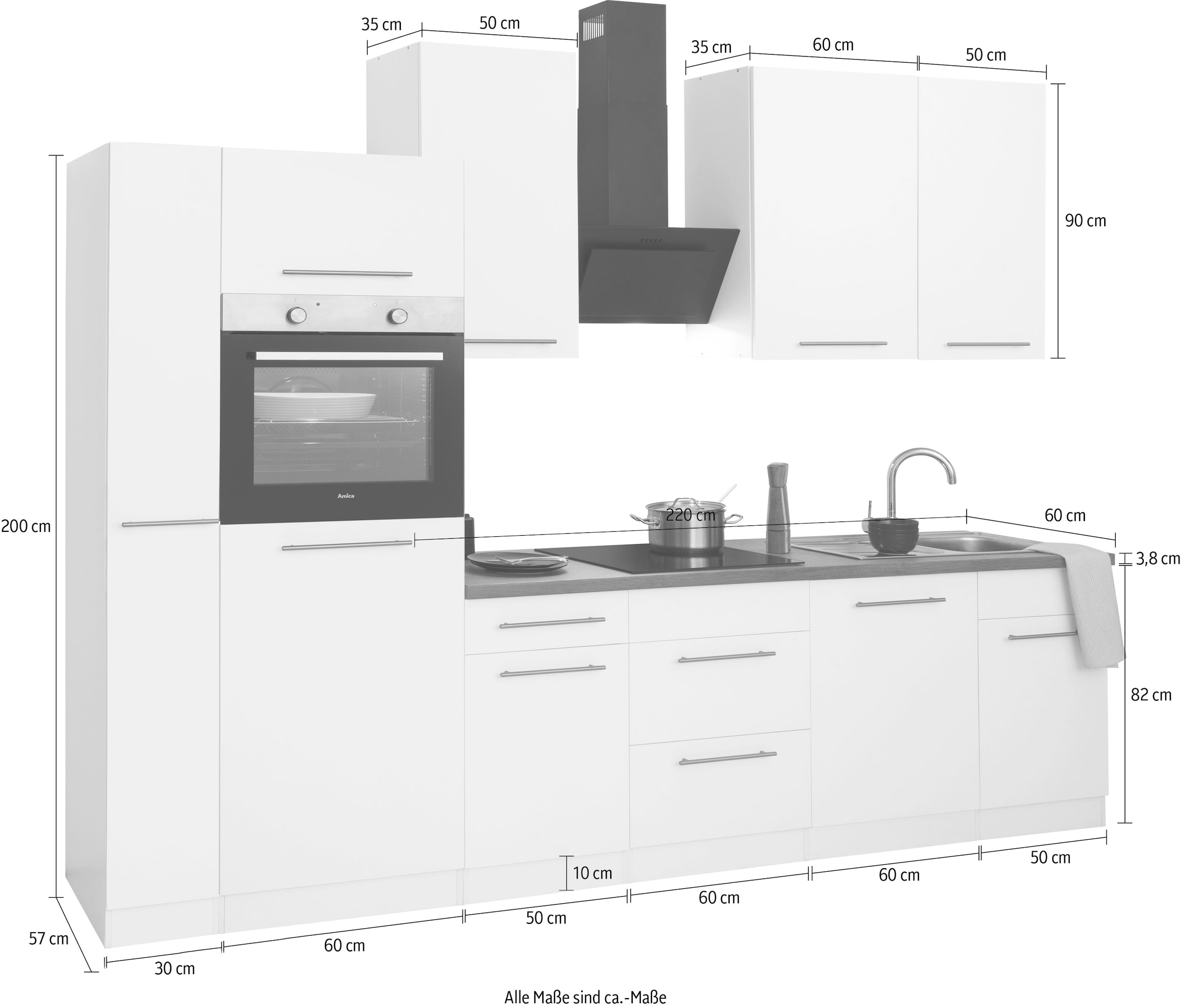 wiho Küchen Küchenzeile »Unna«, 310 kaufen Breite cm E-Geräten, mit