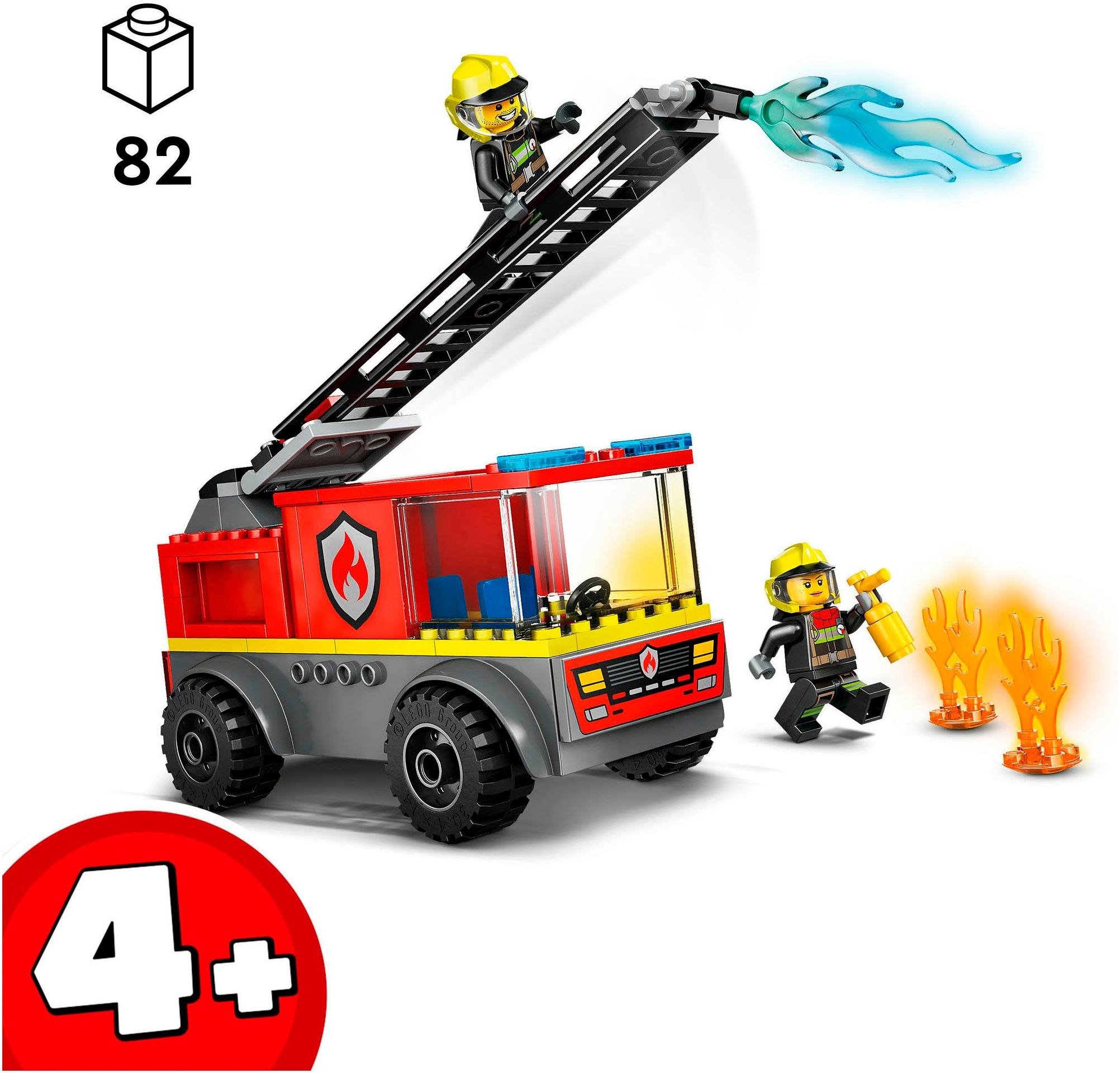 LEGO® Konstruktionsspielsteine »Feuerwehrleiterfahrzeug (60463), LEGO City«, (82 St.), Made in Europe