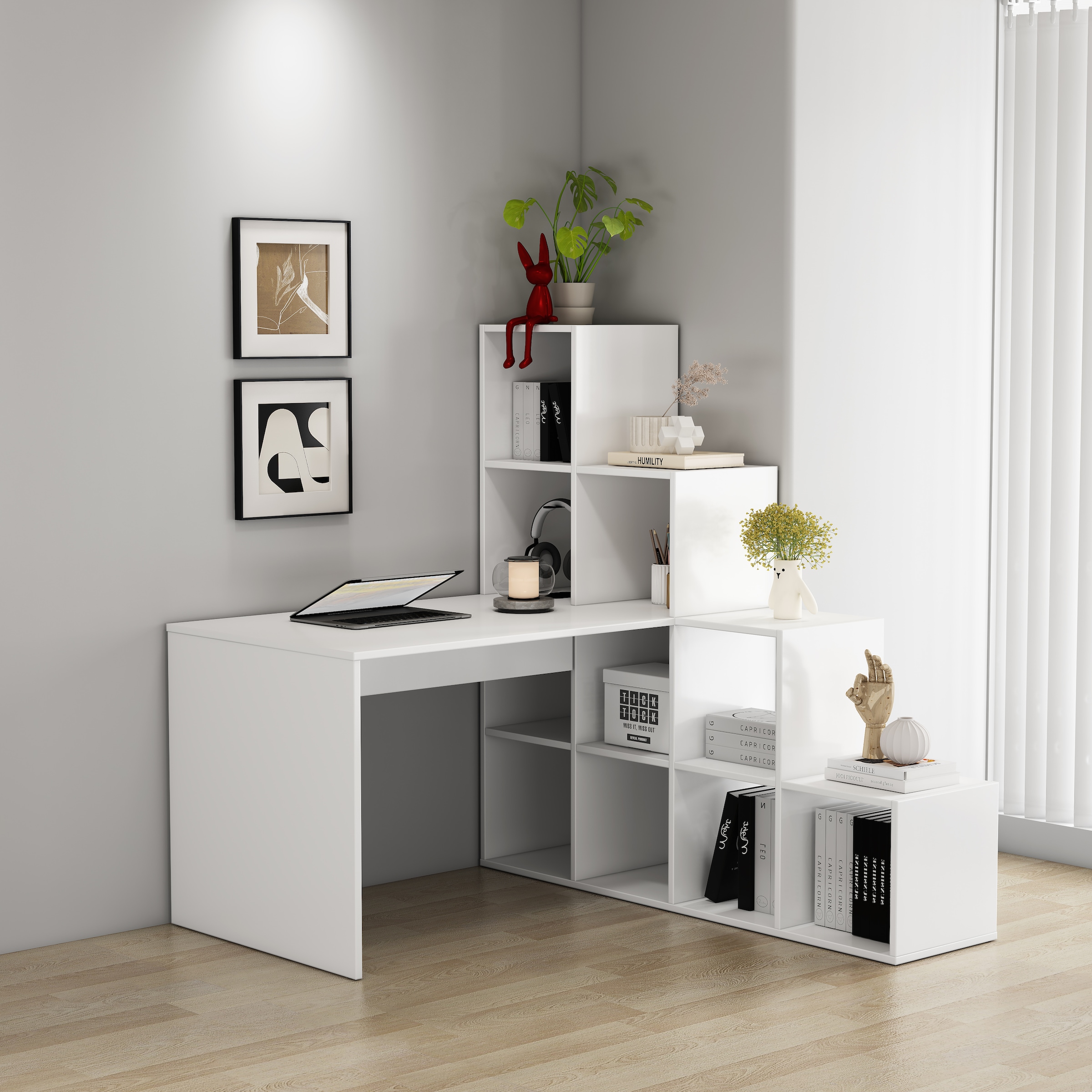 OTTO home Regal-Schreibtisch »Ciela« flexible Aufstellmöglichkeiten, wechselseitig  montierbar, B. 137 cm