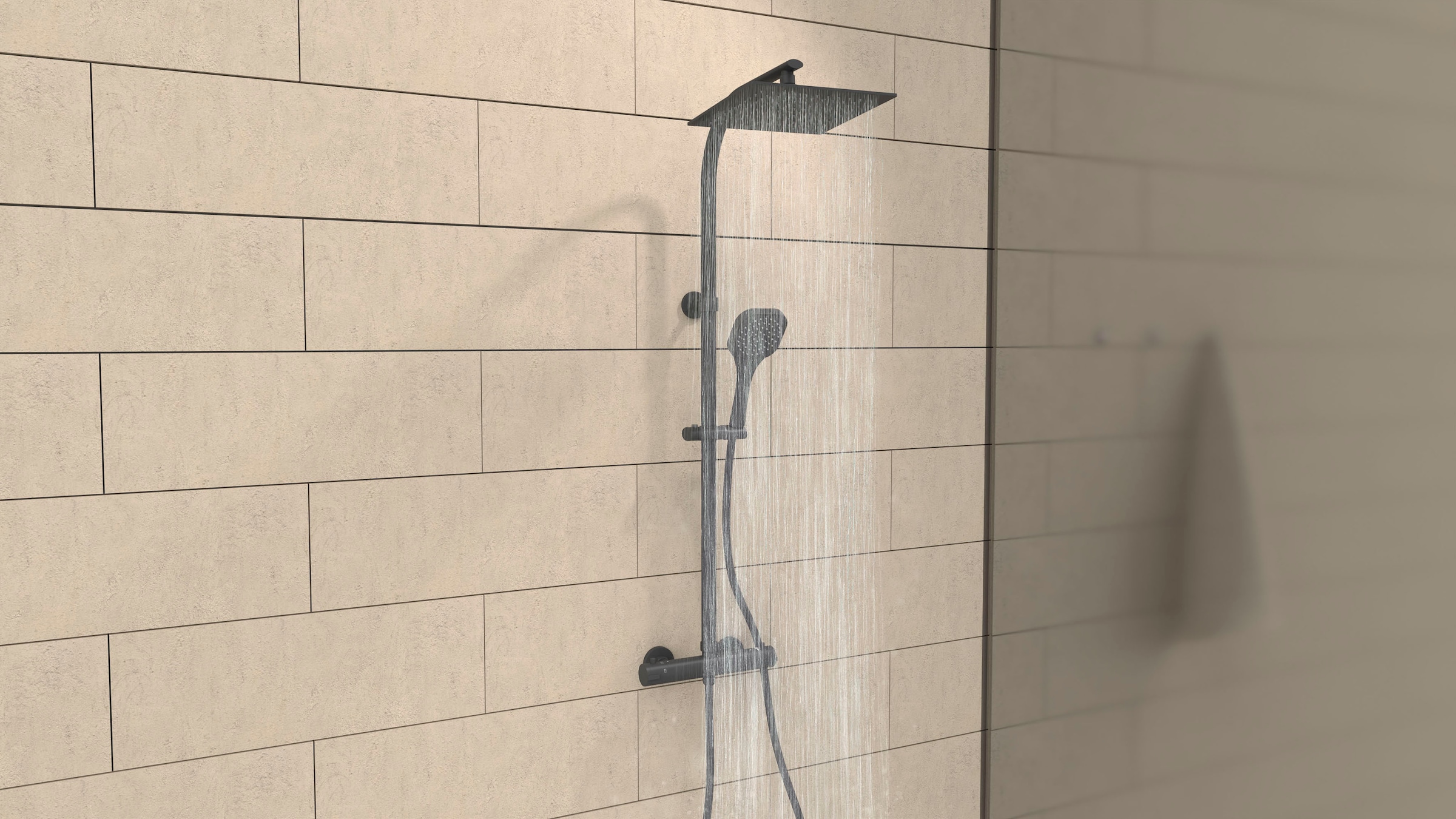 welltime Duschsystem »Turin« eckiges Überkopfbrauseset mit Thermostat, Kopf günstig online kaufen