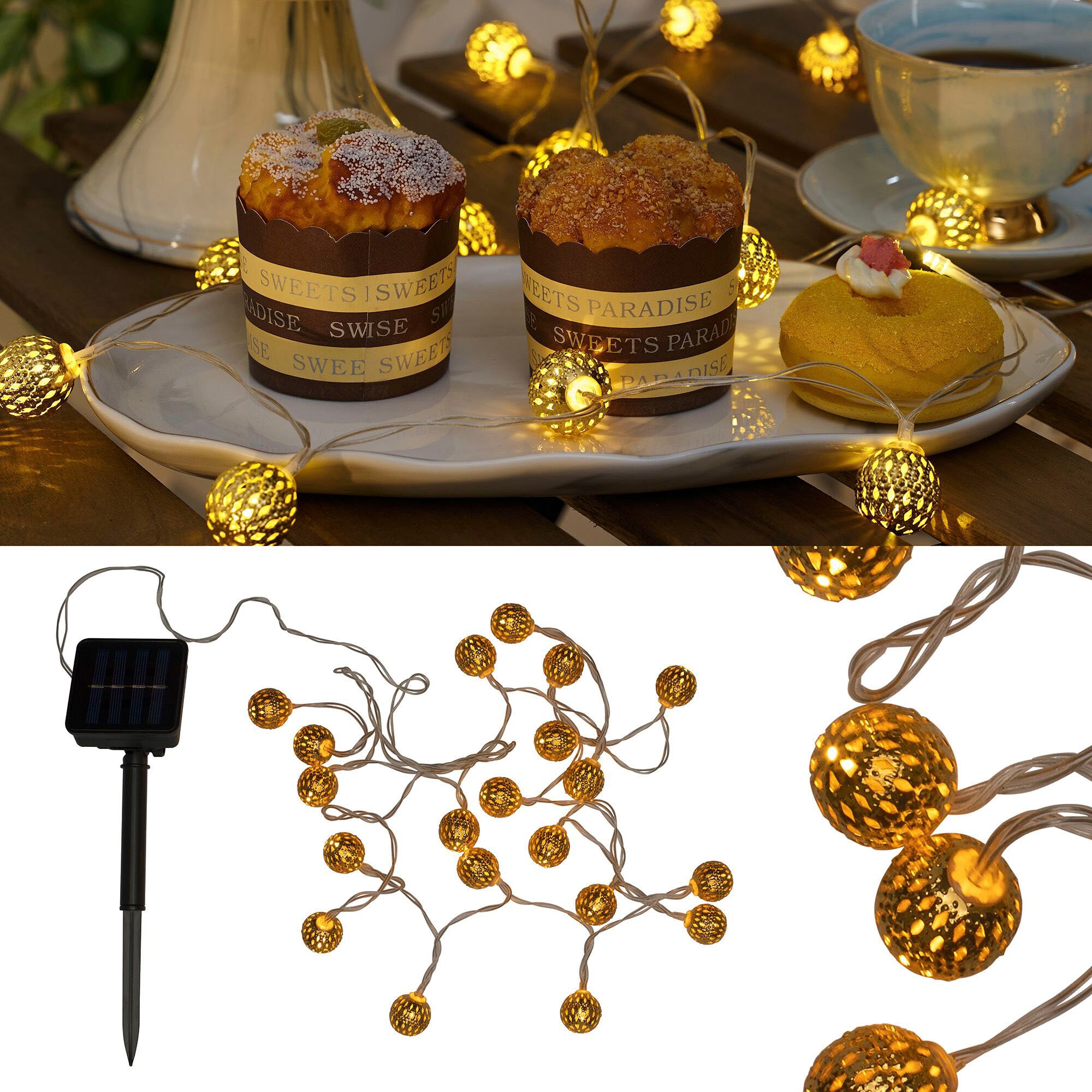 Pauleen Lichterkette »Sunshine Glamour«, 1 St.-flammig, 20-flammig, Solarbe günstig online kaufen