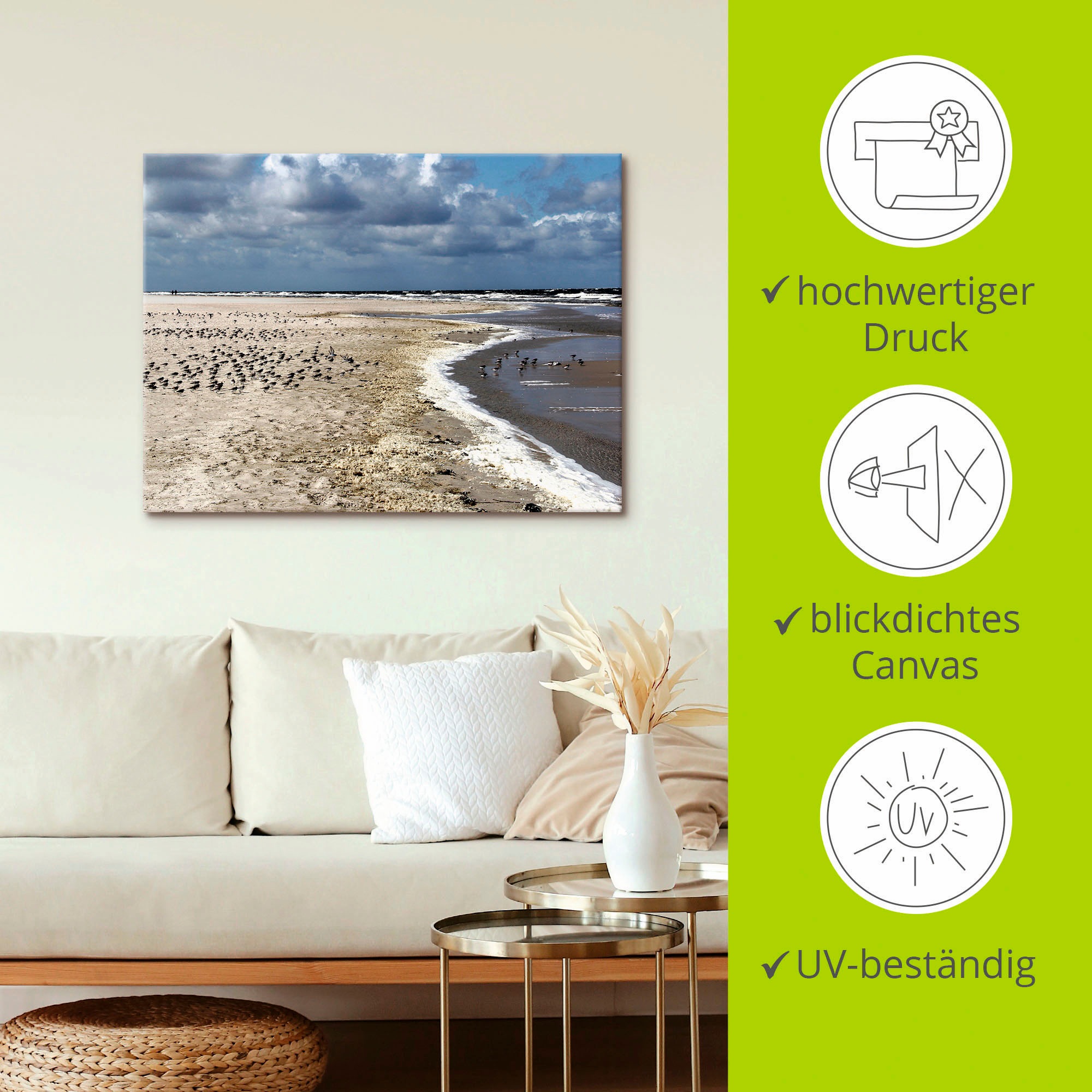 Artland Leinwandbild »Am schönen Nordseestrand«, Strand, (1 St.), auf Keilrahmen gespannt