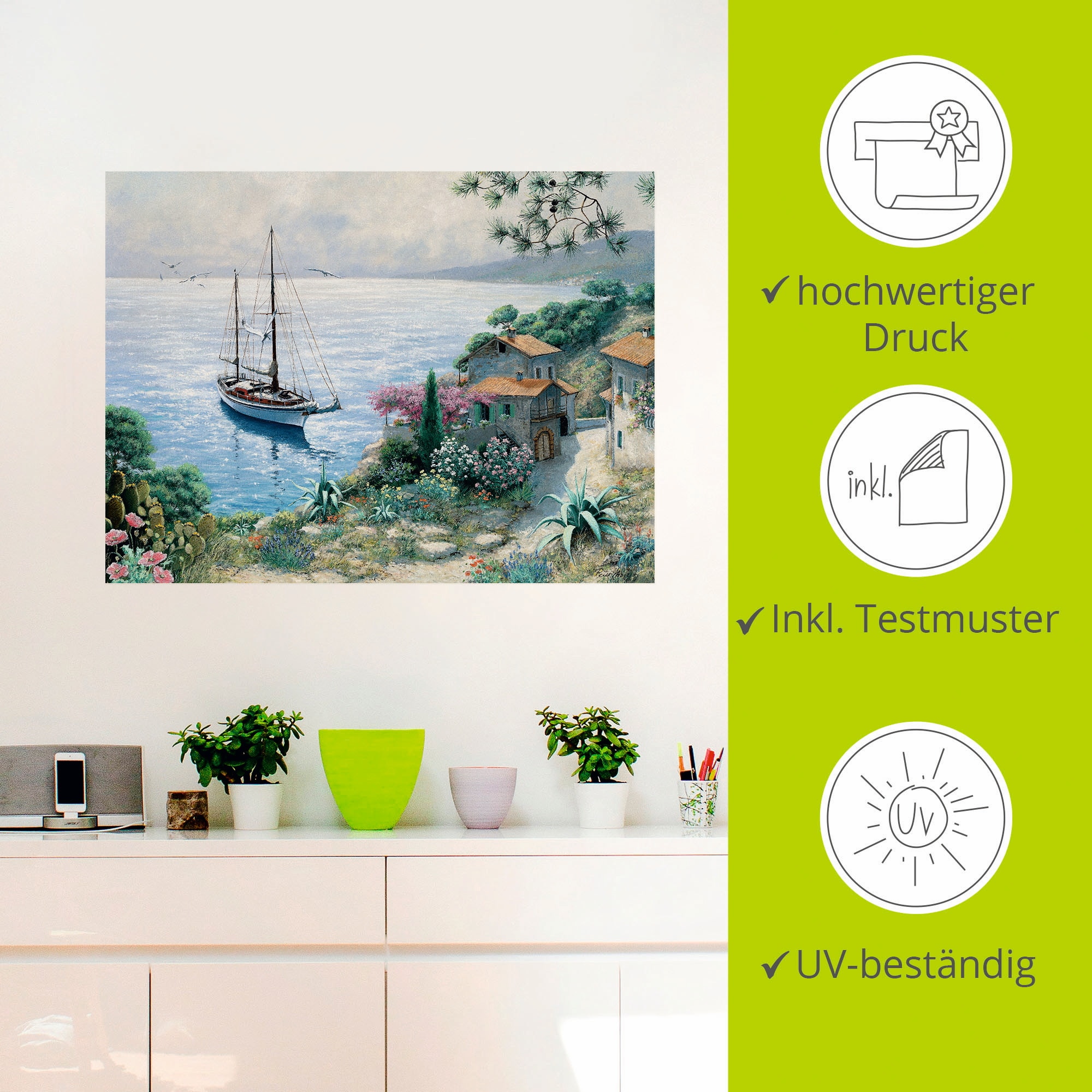 Artland Wandbild »Die Bucht«, Boote & Schiffe, (1 St.), als Leinwandbild, Wandaufkleber in verschied. Größen