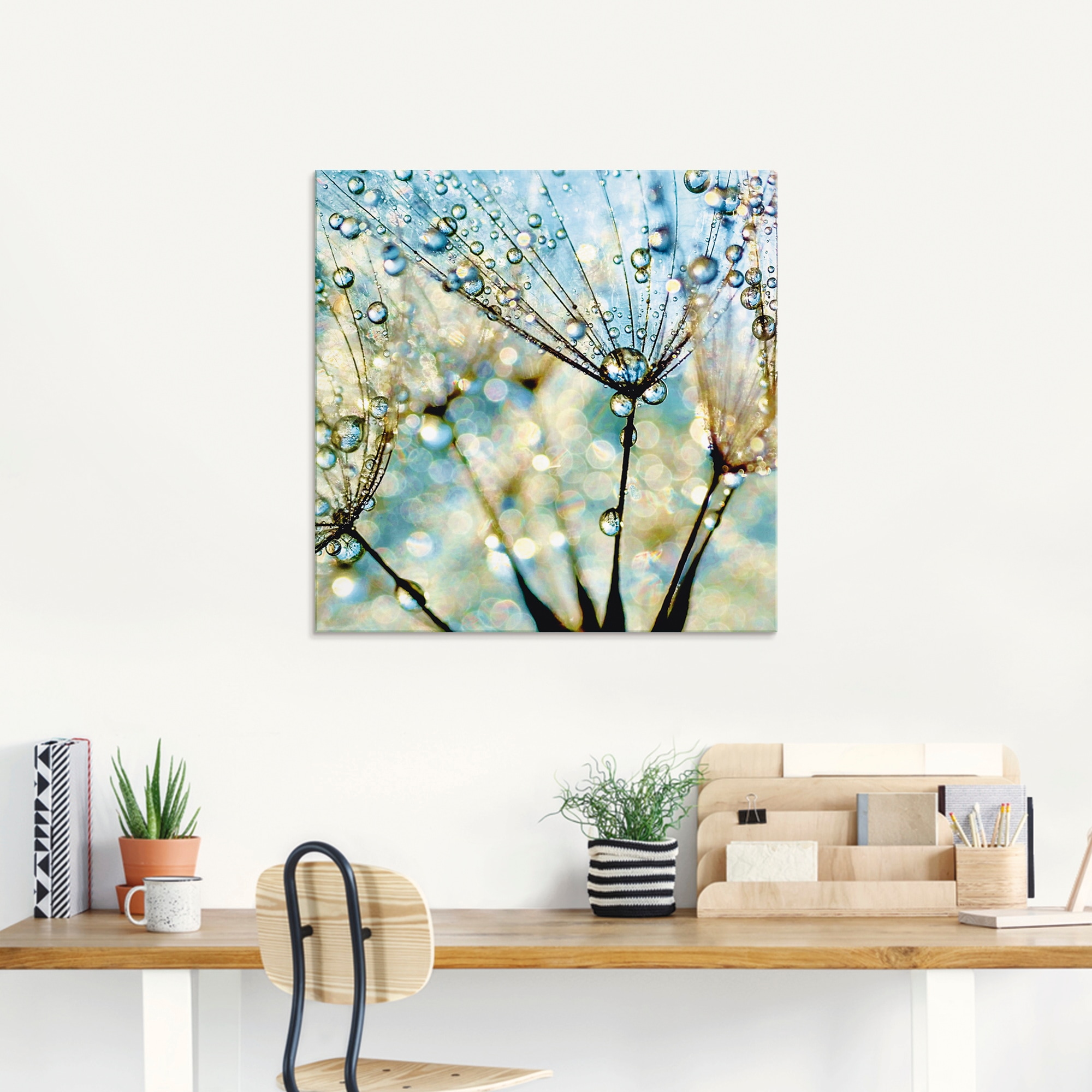 Artland Glasbild »Pusteblume Blaue Diamanten«, Blumen, (1 St.), in verschiedenen Größen