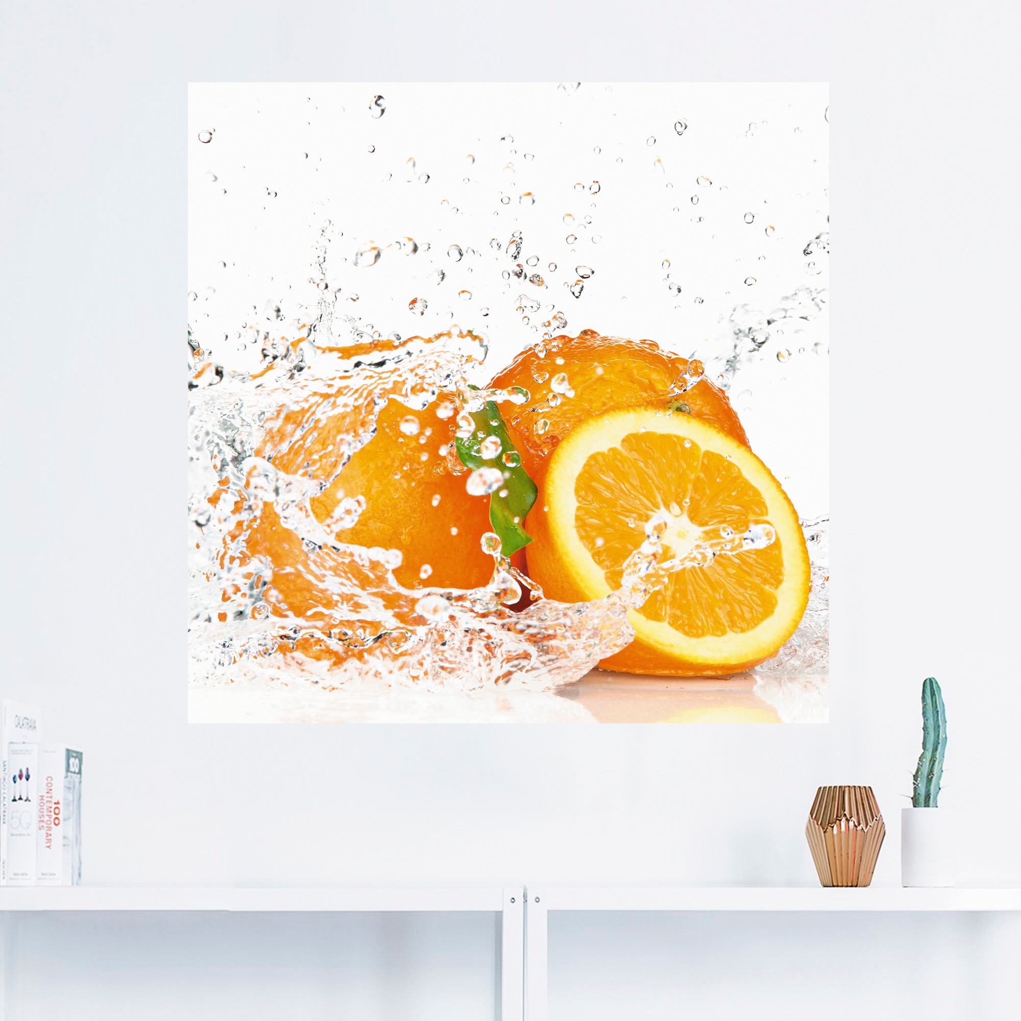 Artland Wandbild »Orange mit Spritzwasser«, Süßspeisen, (1 St.), als Leinwandbild, Poster, Wandaufkleber in verschied. Größen