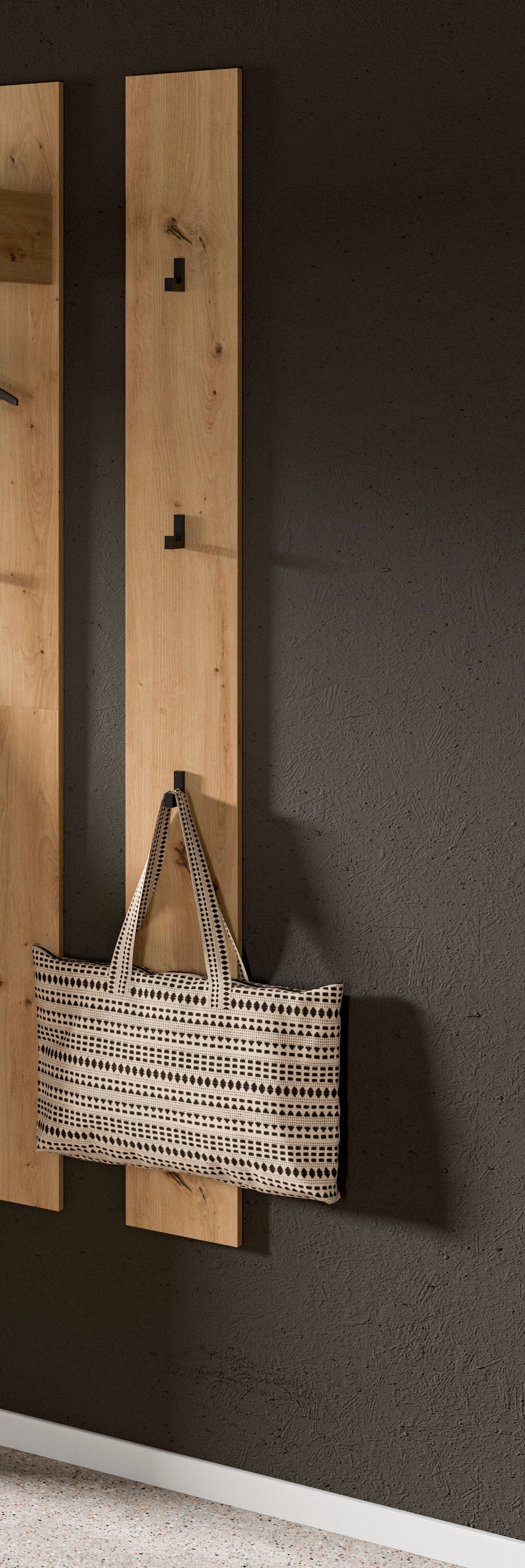 INOSIGN Garderobenpaneel »EVRID, Höhe 160 cm, inkl. 3 Metall-Haken«, (1 St., individuell mit anderen Artikel der Serie EVRID erweiterbar), Paneel, Hakenleiste, Wandboard, Garderobe, Wandpaneel