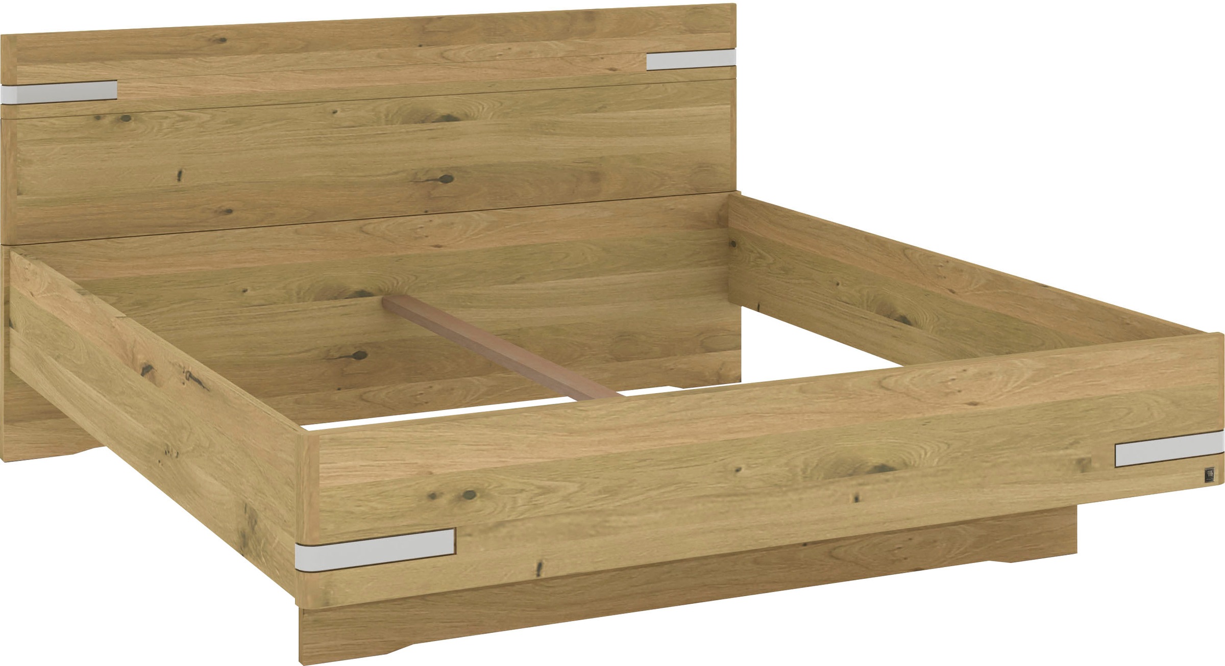 Musterring Holzbett »Savona«, (Belastbarkeit 220 Kg, 4-fache Liegehöhenverstellung, MADE IN GERMANY), Kopfteil in Bianco-Eiche massiv, Details in Chrom, verschiedene Größen