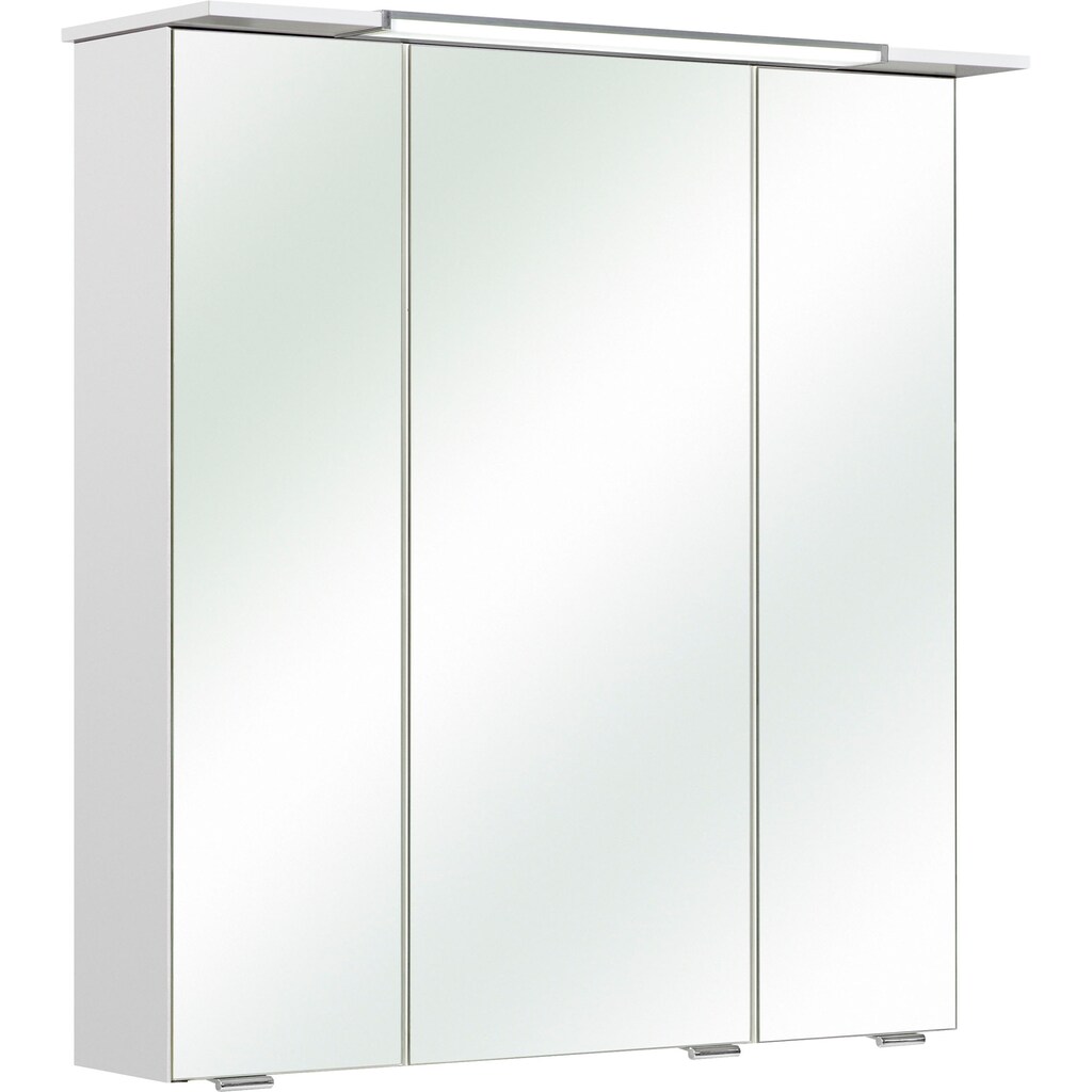 Saphir Spiegelschrank »Quickset 376 Badschrank, 3 Spiegeltüren, 6 Einlegeböden, 67 cm breit«, inkl. LED-Beleuchtung, Türdämpfer, Schalter-/Steckdosenkombination