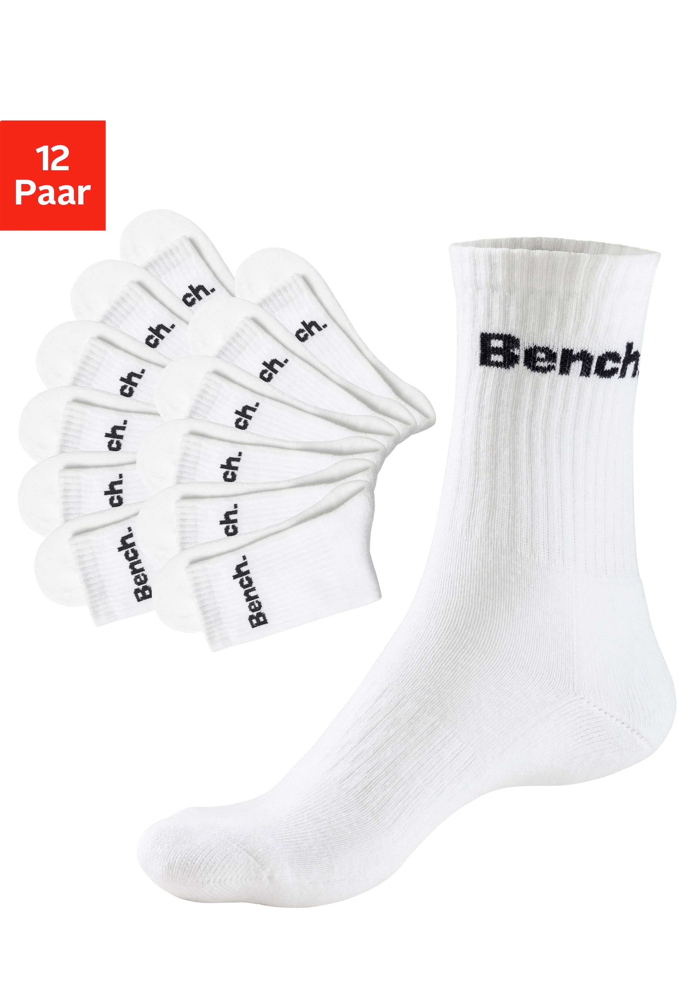 Bench. Tennissocken, (Set, 12 Paar), mit Fuß Polsterung