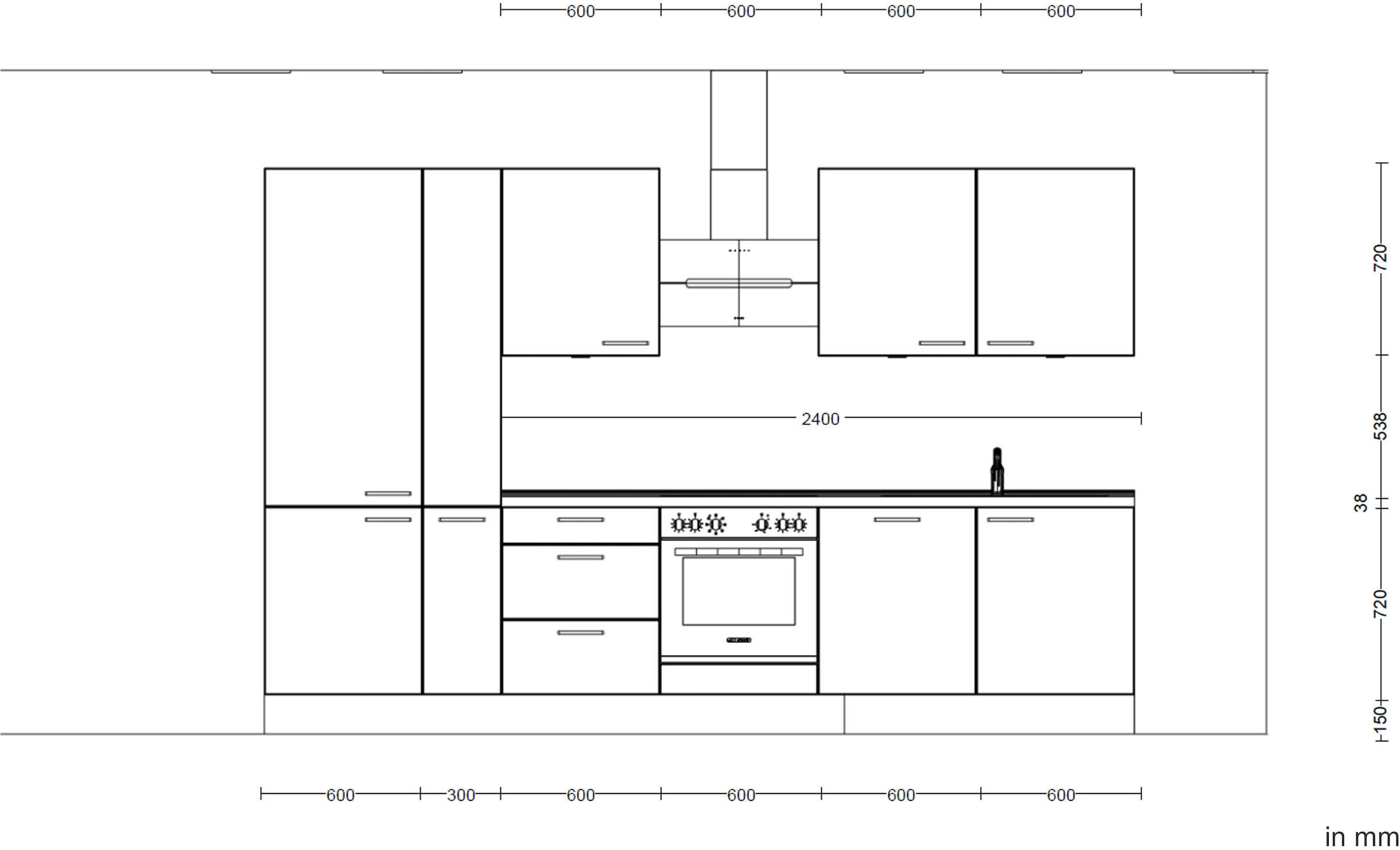 nobilia® Küchenzeile »"Touch II"«, vormontiert, Ausrichtung wählbar, Breite 330 cm, wahlw. mit E-Geräten