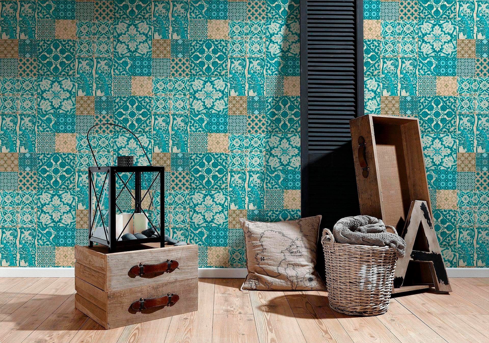 living walls Vliestapete »Metropolitan Stories Anke & Daan Amsterdam« Motiv | Strukturmuster | gemustert leicht strukturiert Landhaus Tapete Fliesen Tapeten Wohnzimmer Schlafzimmer Küche Design