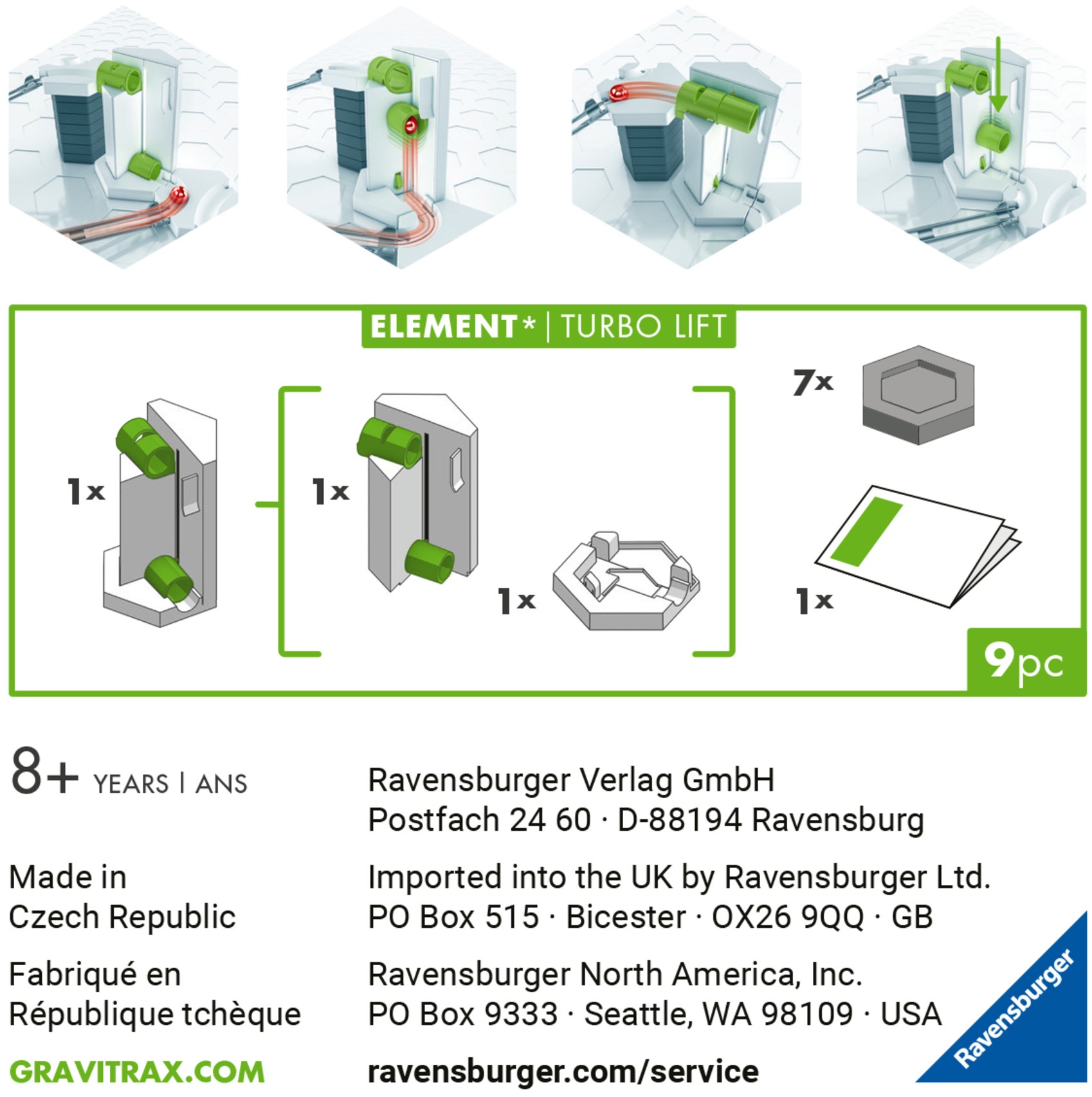 Ravensburger Kugelbahn-Bausatz »GraviTrax BASE, Element Turbo Lift« Made in Europe