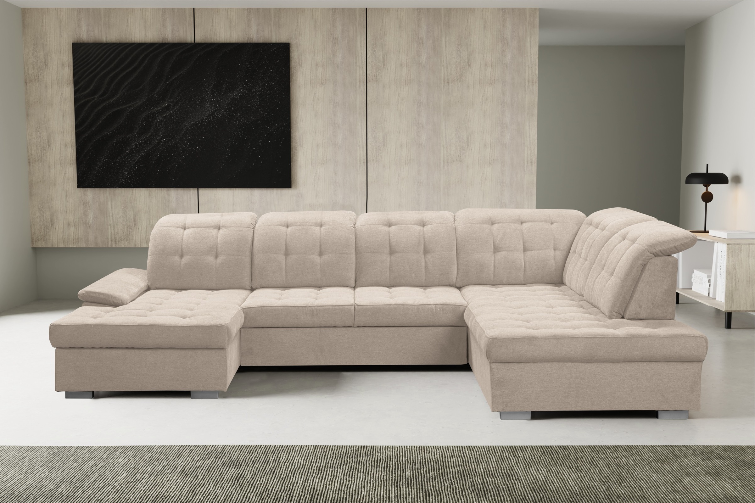 WERK2 Wohnlandschaft »Kordula-New Multifunktion Couch, Breite 332cm, U-Form günstig online kaufen