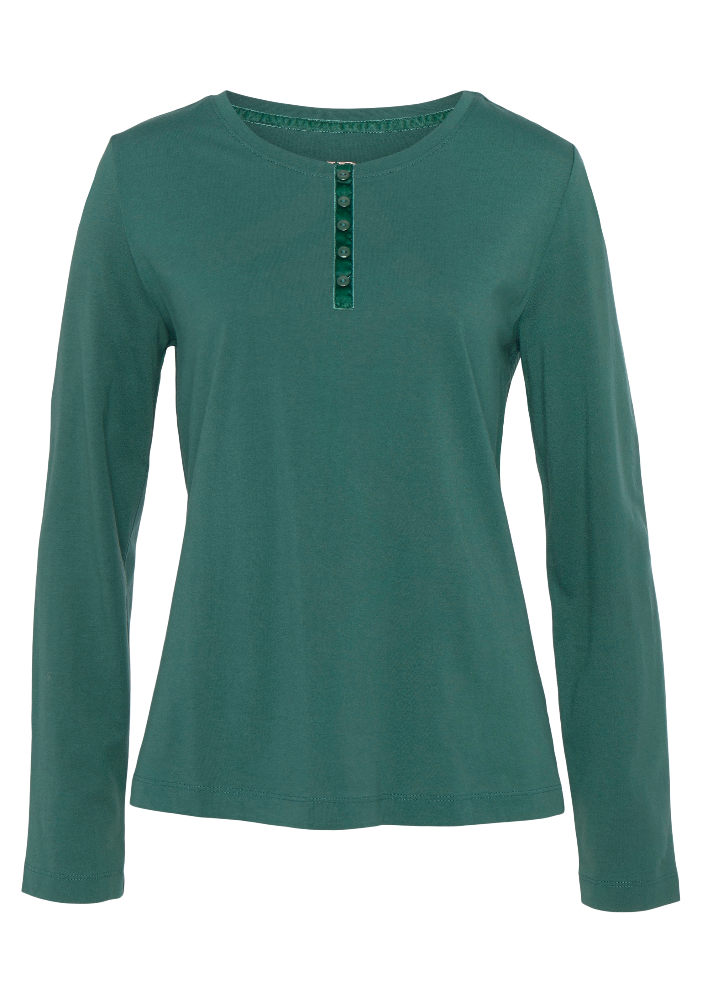 Vivance Dreams Pyjamaoberteil, mit Velvet-Knopfleiste