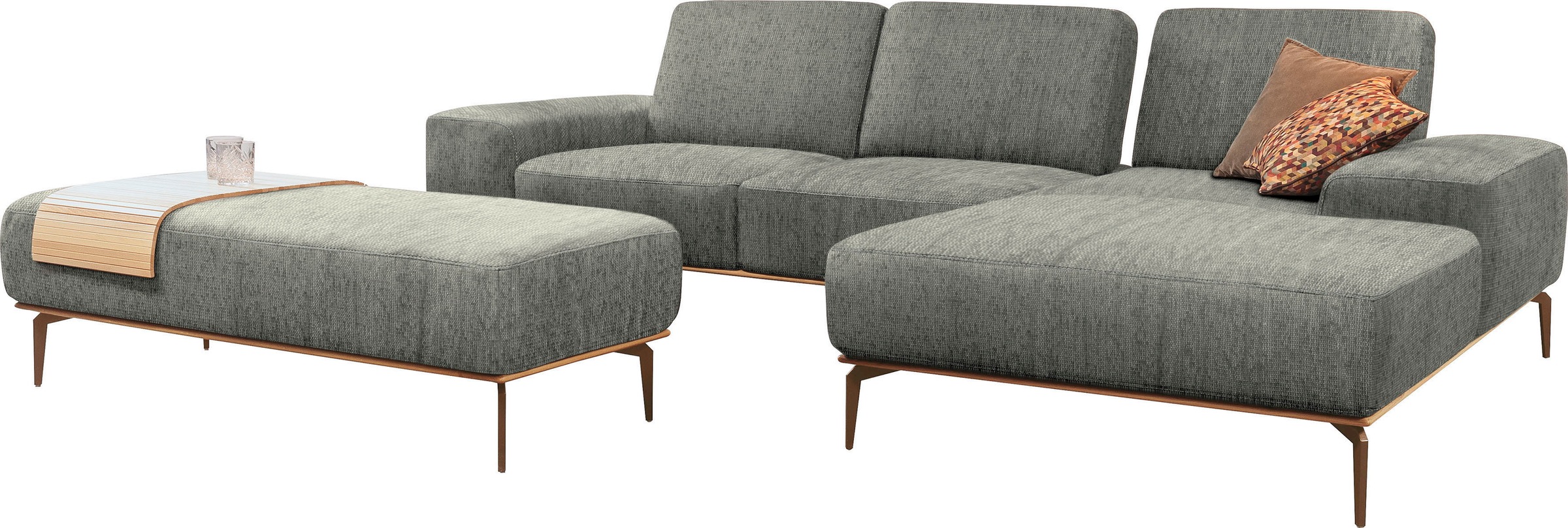 W.SCHILLIG Ecksofa "run", mit Holzsockel, Füße in Bronze pulverbeschichtet, günstig online kaufen