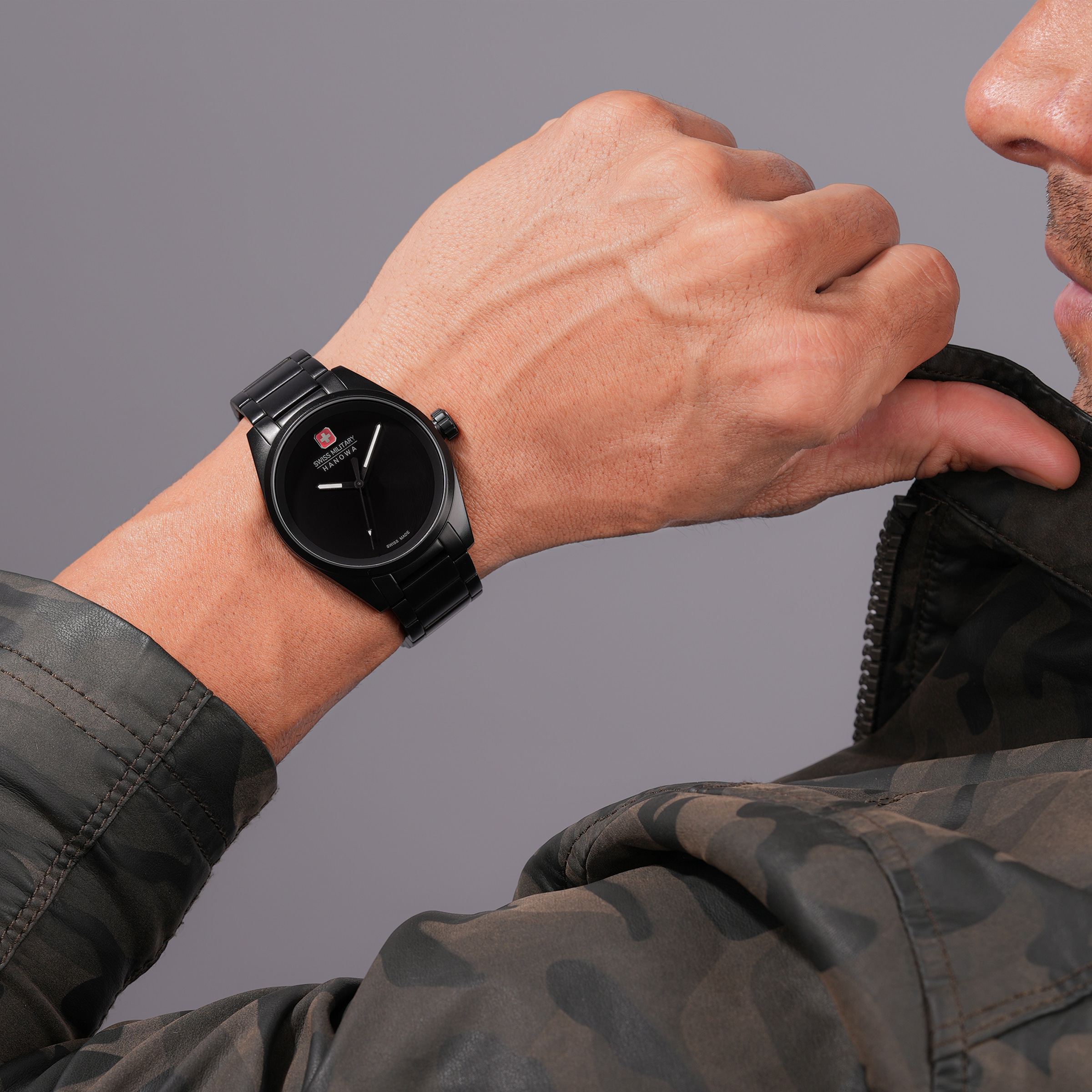 Swiss Military Hanowa Quarzuhr »Dark Matter« Armbanduhr, Herrenuhr, Swiss Made, Edelstahlarmband, analog