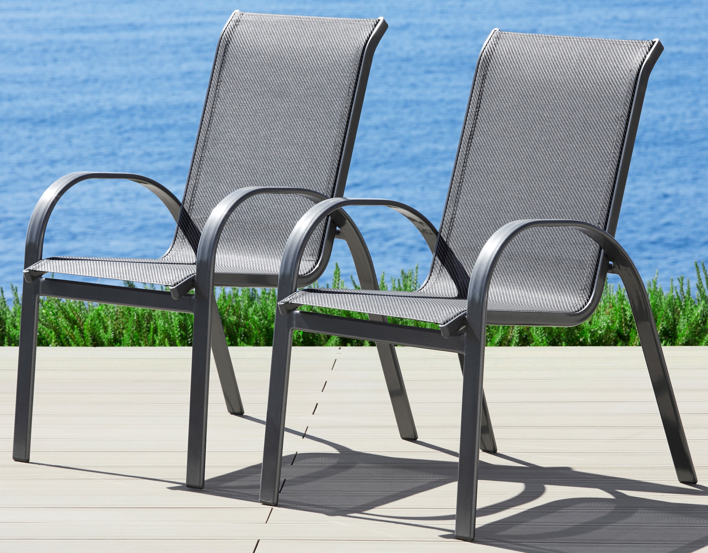 MERXX Gartenstuhl »Amalfi«, (Set), 2 St., 2er Set, Alu/Textil, stapelbar,  anthrazit auf Raten kaufen | Stühle
