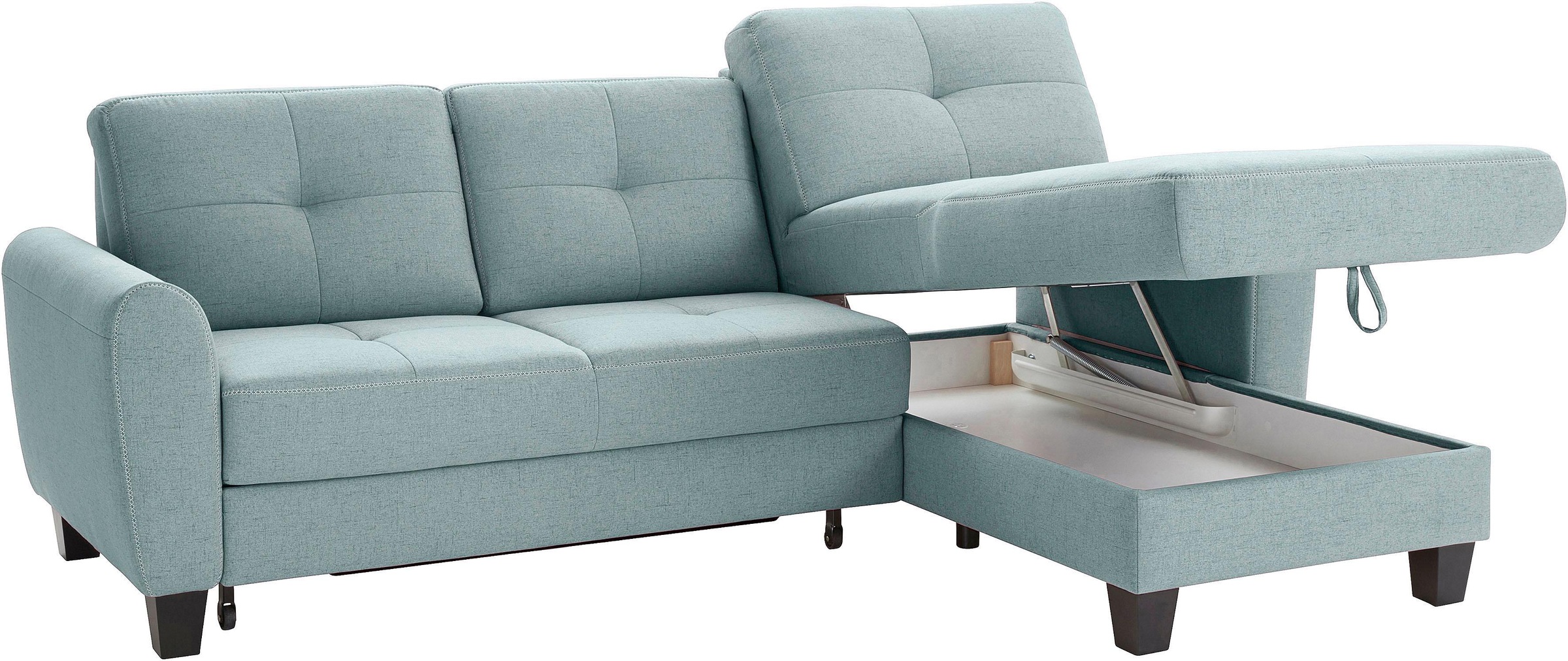 sit&more Ecksofa »Varese L-Form«, mit Federkern, wahlweise mit Bettfunktion und Stauraum