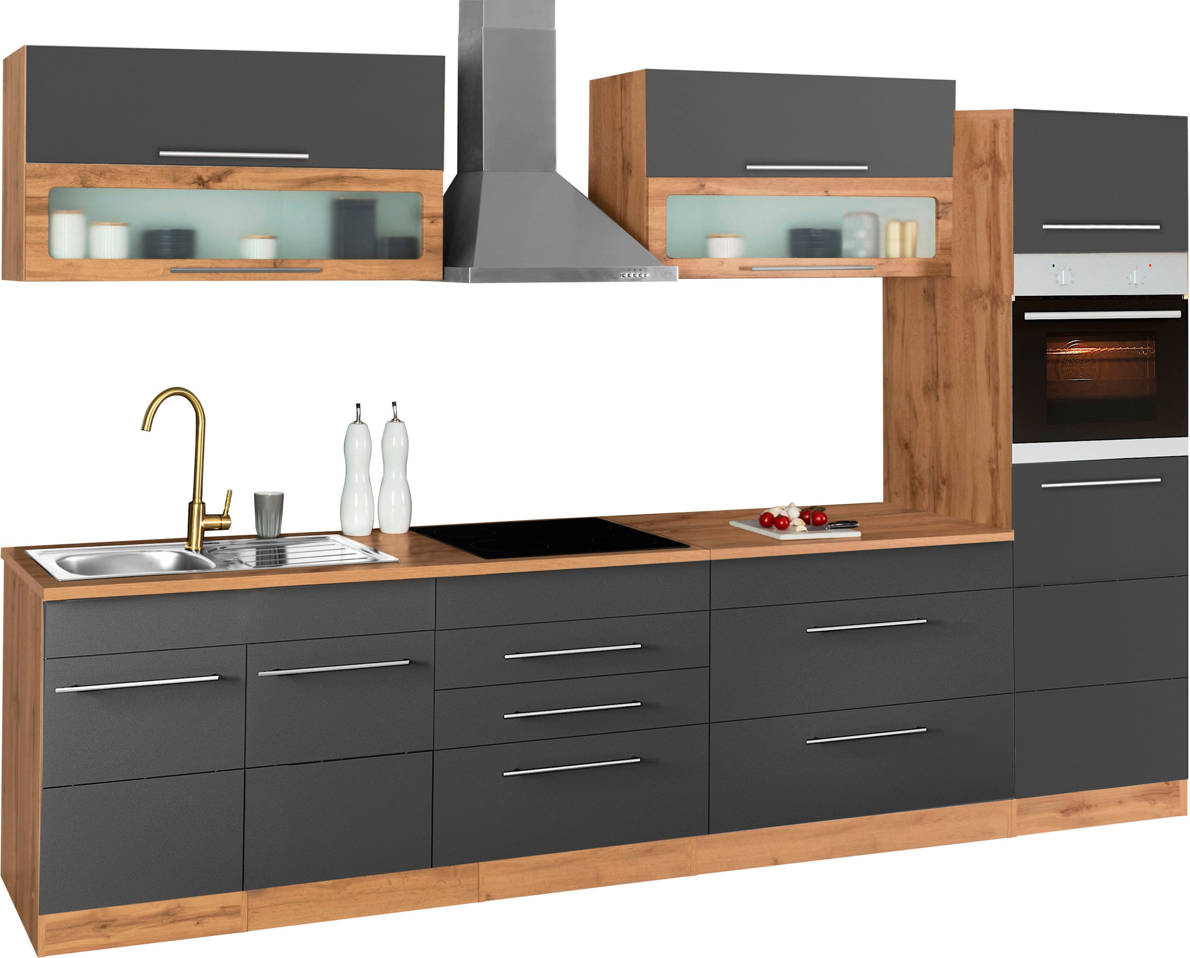 KOCHSTATION Küchenzeile »KS-Wien« Breite 340 cm, wahlweise mit E-Geräten und Induktion
