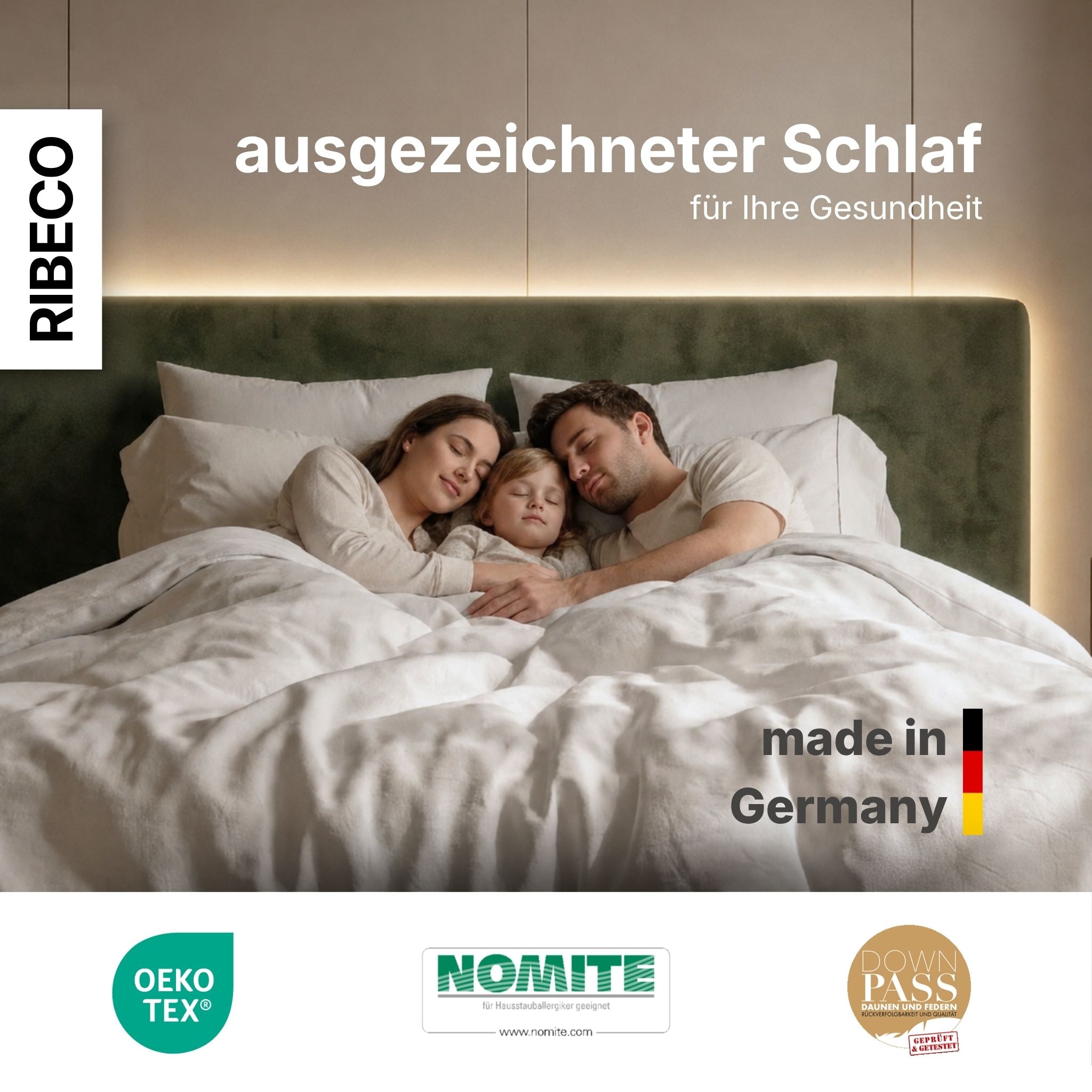 RIBECO Federbettdecke »Bettdecke in 135x200 und 155x220cm Topseller,« extrawarm Füllung 50% Daunen & 50% Federn 1 Stk. tlg. Daunen und Federn, Made in Germany, mit gratis 80x80 cm Kissen