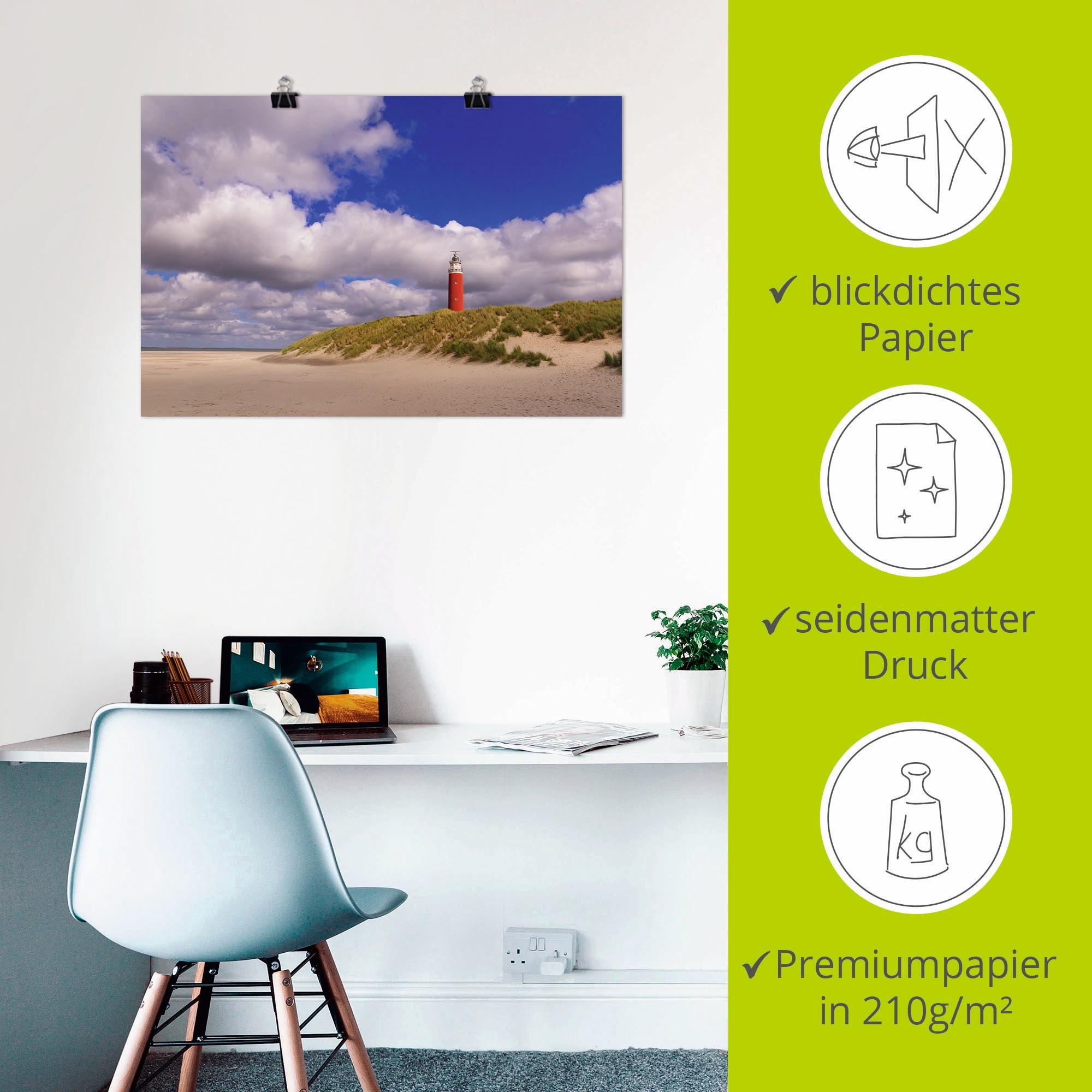 Artland Wandbild »Wolkenimpression am Leuchtturm«, Küste, (1 St.), als Alubild, Outdoorbild, Poster in verschied. Größen