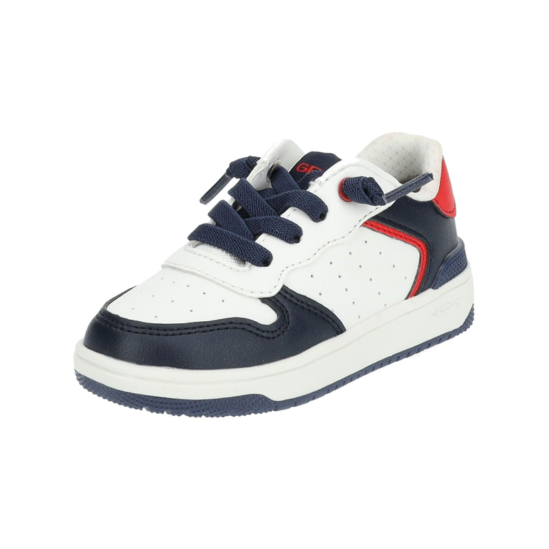 GEOX Sneaker »Sneaker Lederimitat/Textil« Weiß/Navy 33 33 Verschluss: Schnürung