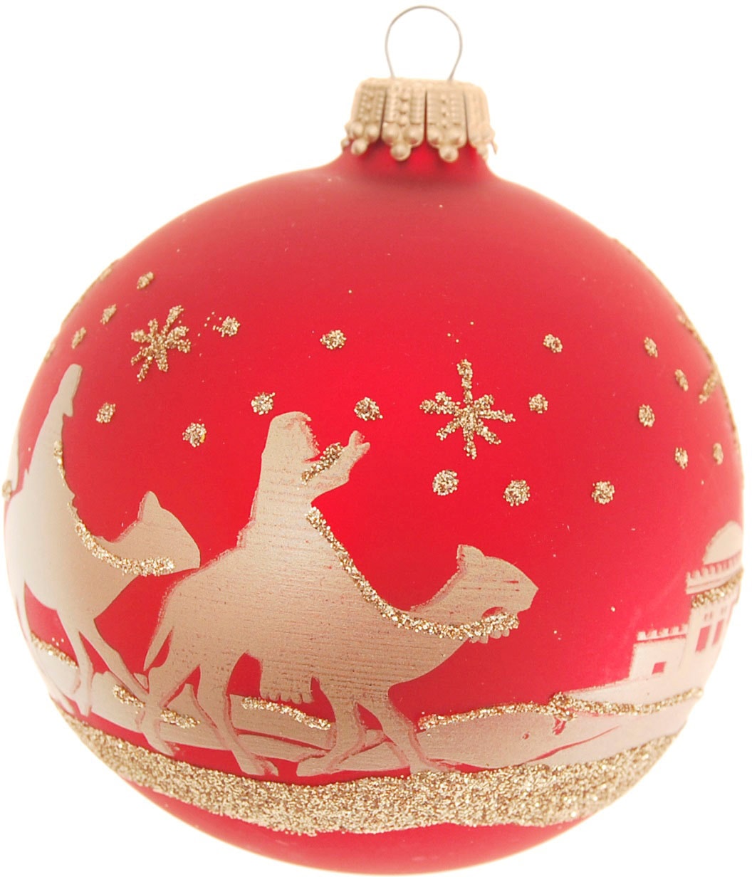 Krebs Glas Lauscha Weihnachtsbaumkugel »Bethlehem Xmas Night, 8 Kugeln, 1 Taler mit Komet & Stern, 8 cm«, Weihnachtsdeko, Christbaumschmuck, Christbaumkugeln aus Glas