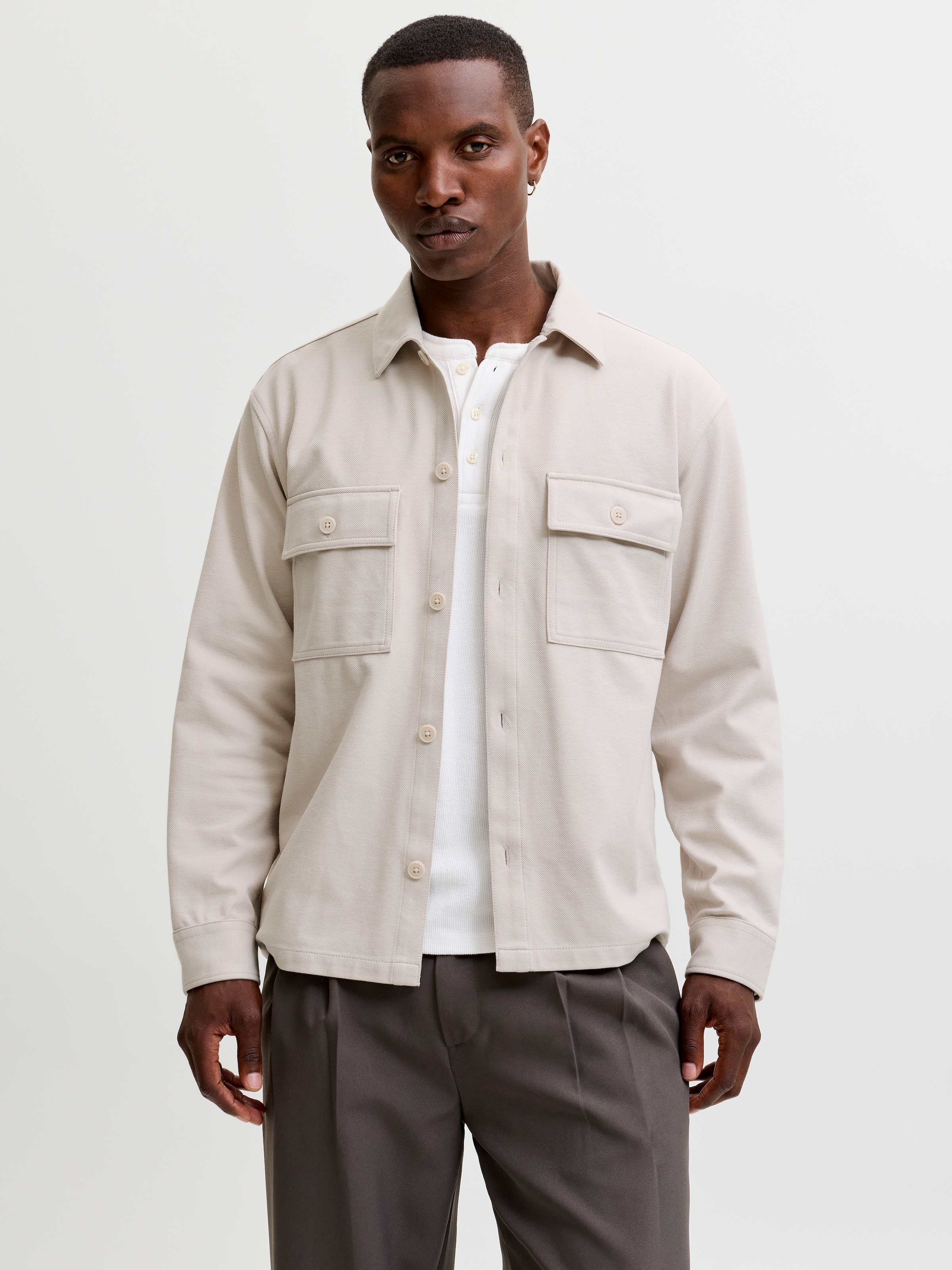 Jack & Jones Langarmhemd »JJWILLIAM SWEAT OVERSHIRT LS NOOS« Materialmix, Sweatmaterial, locker geschnitten