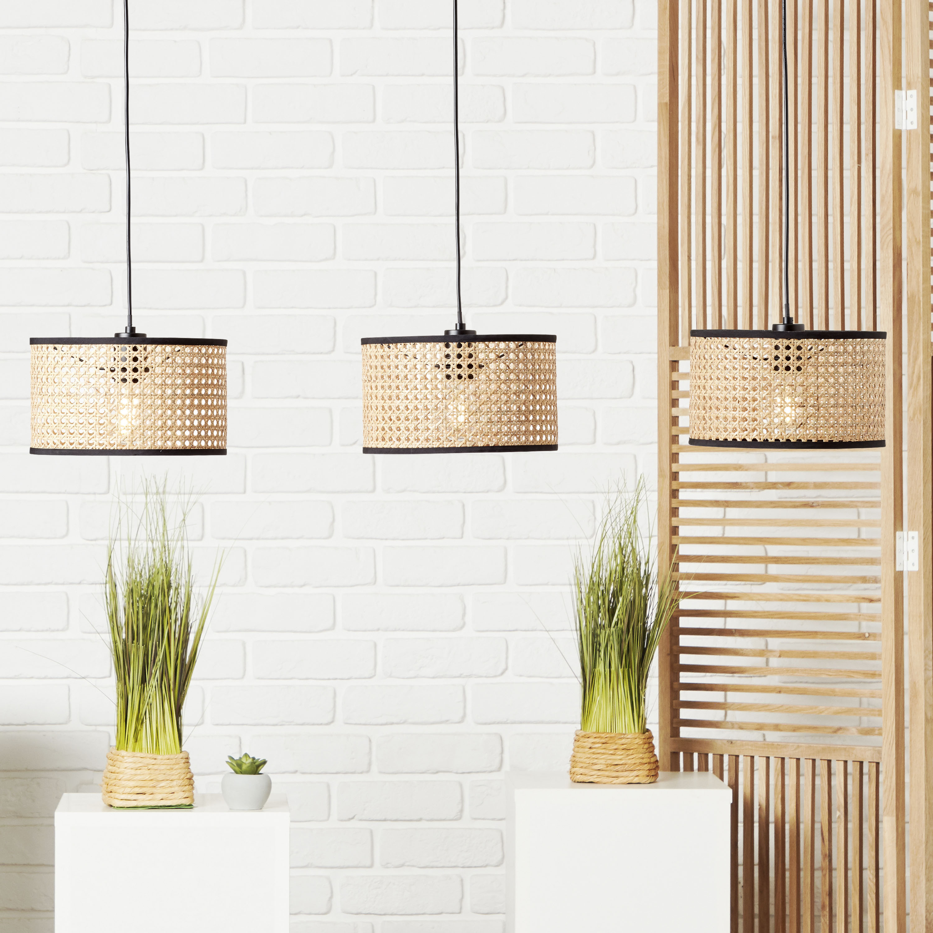 Brilliant Pendelleuchte »Wiley« E27 1 Stk. Hängelampe 3flg schwarz/holzfarb günstig online kaufen