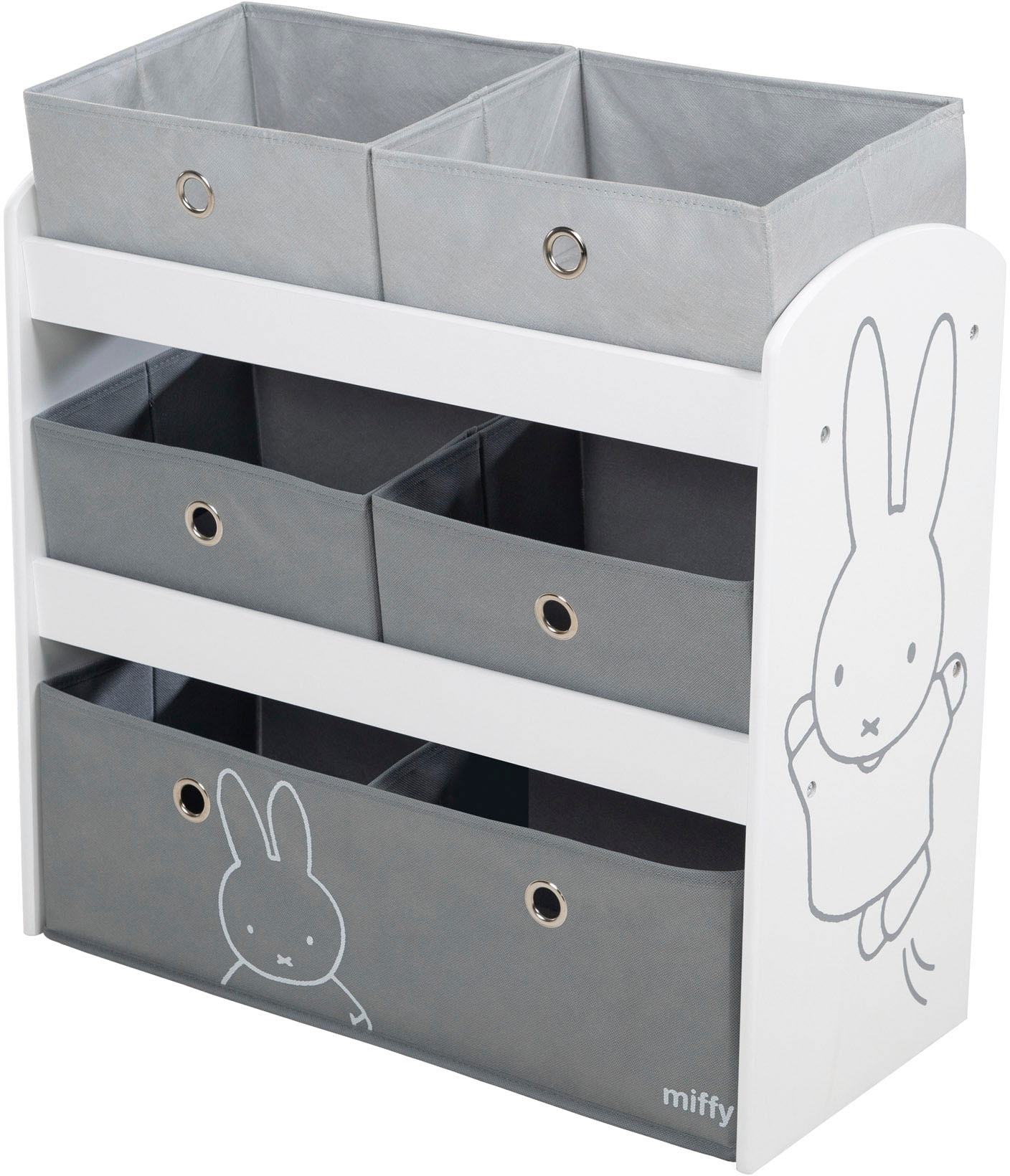 roba® Kinderregal »miffy®, grau«, inklusive 5 Stoffboxen in 2 Größen günstig online kaufen