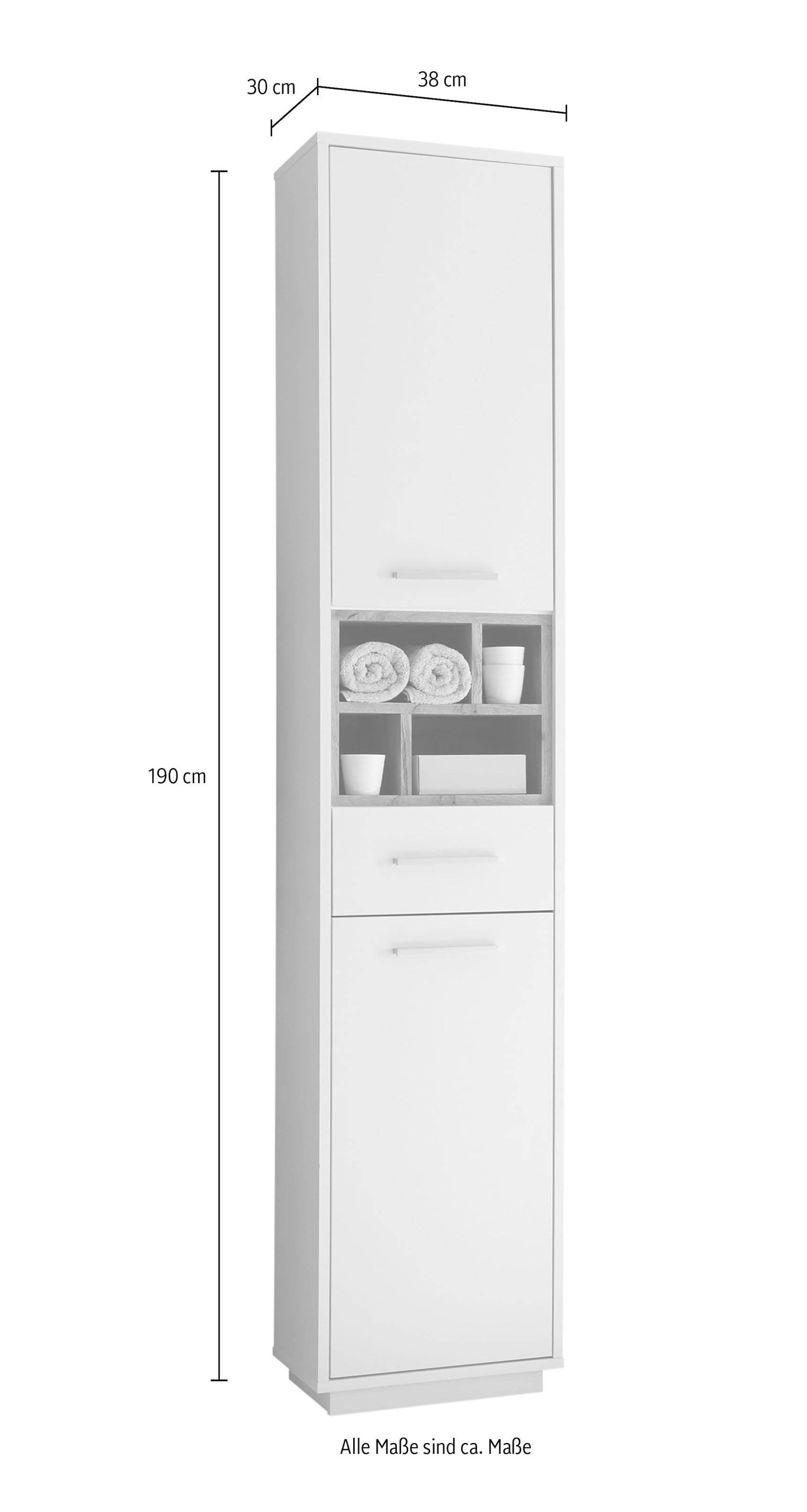 BASIC by Balculina Badmöbel-Set »Mila, Badezimmerset BxHxT 156x191x40 cm«, (5 St.), Breite 156 cm,Badezimmerset 5-tlg, FSC-Mix 70%