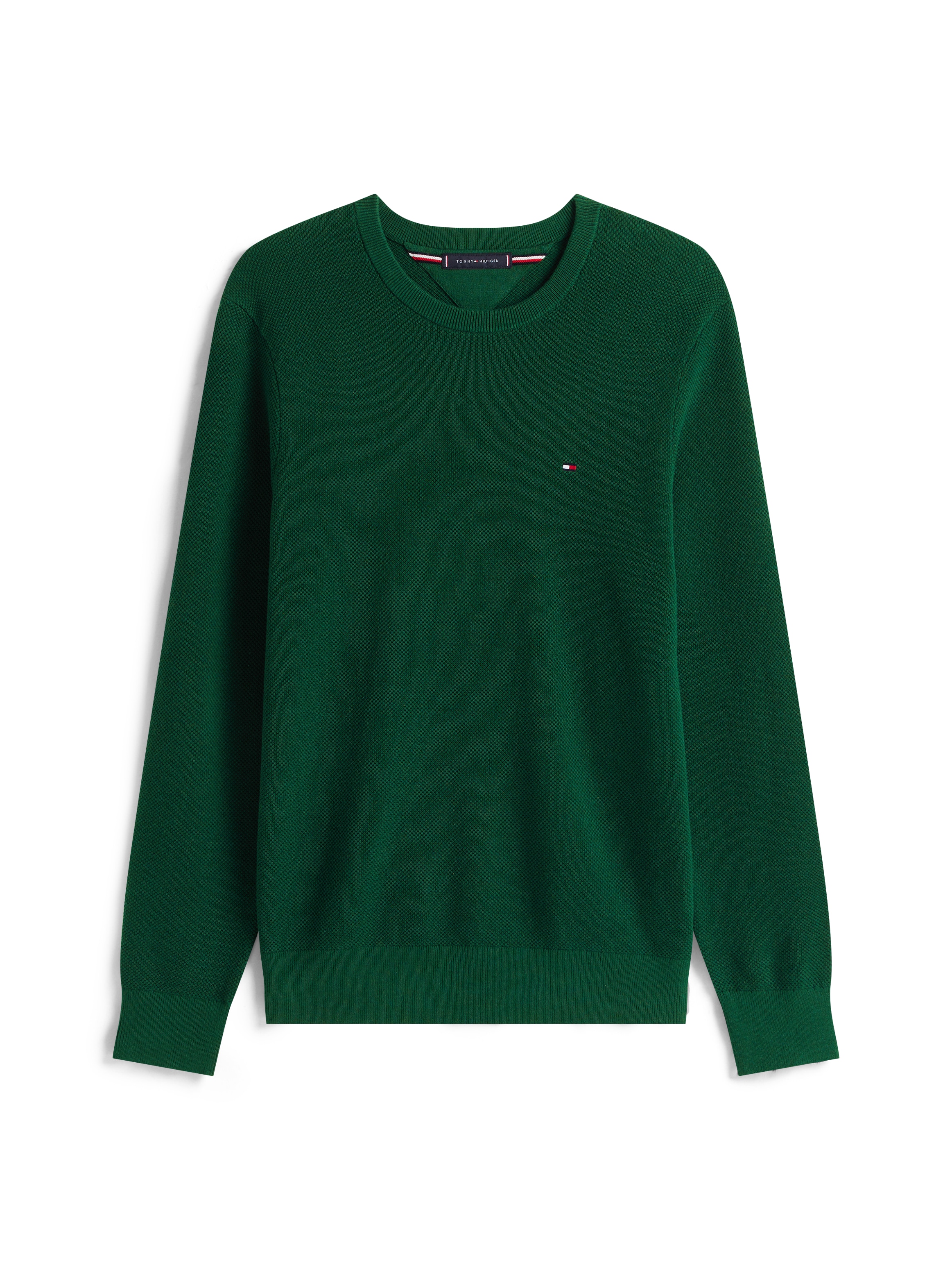 Tommy Hilfiger Rundhalspullover »ESSENTIAL STRUCTURE CREW NECK mit Struktur und Label« unifarben, casual, regular fit, Baumwolle, Rundhals