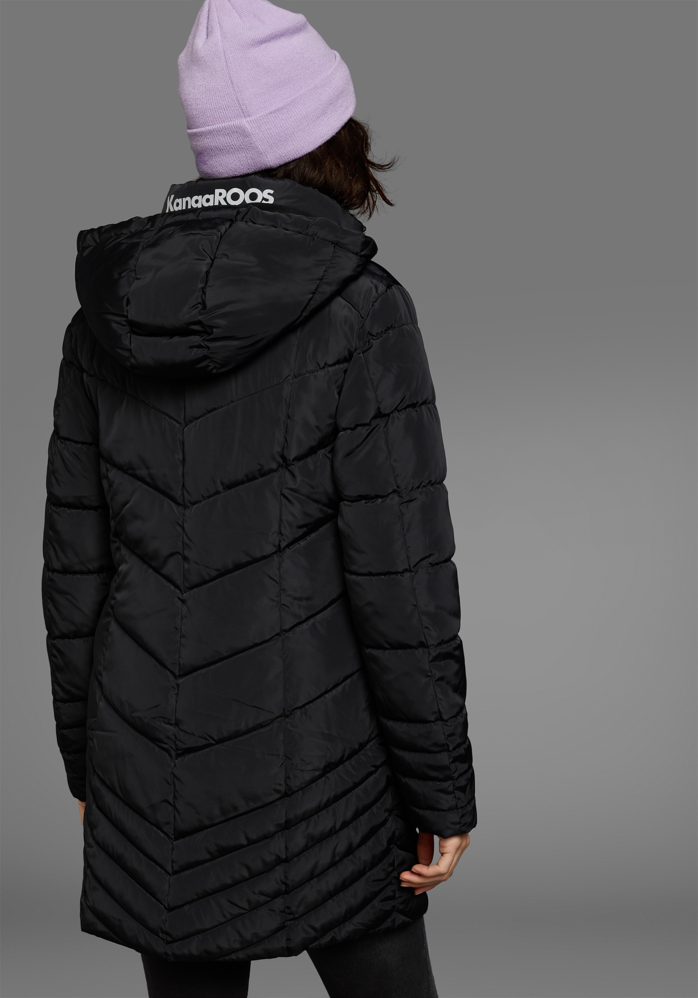 KangaROOS Steppjacke, mit Kapuze, für den Übergang, aus leichtem Webmaterial, figurbetonter Schnitt