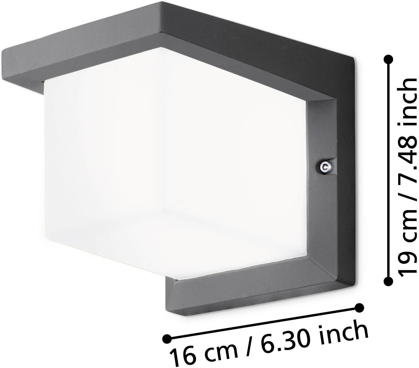 EGLO Wandleuchte »Desella 1 Außen-Wandlampe, Wandleuchte, Aluguss und Kunststoff, IP54« LED-Modul 1 Stk. Warmweiß Wand-/Deckenleuchte - L16 x H16 x AL19 cm - anthrazit - 10W inkl.