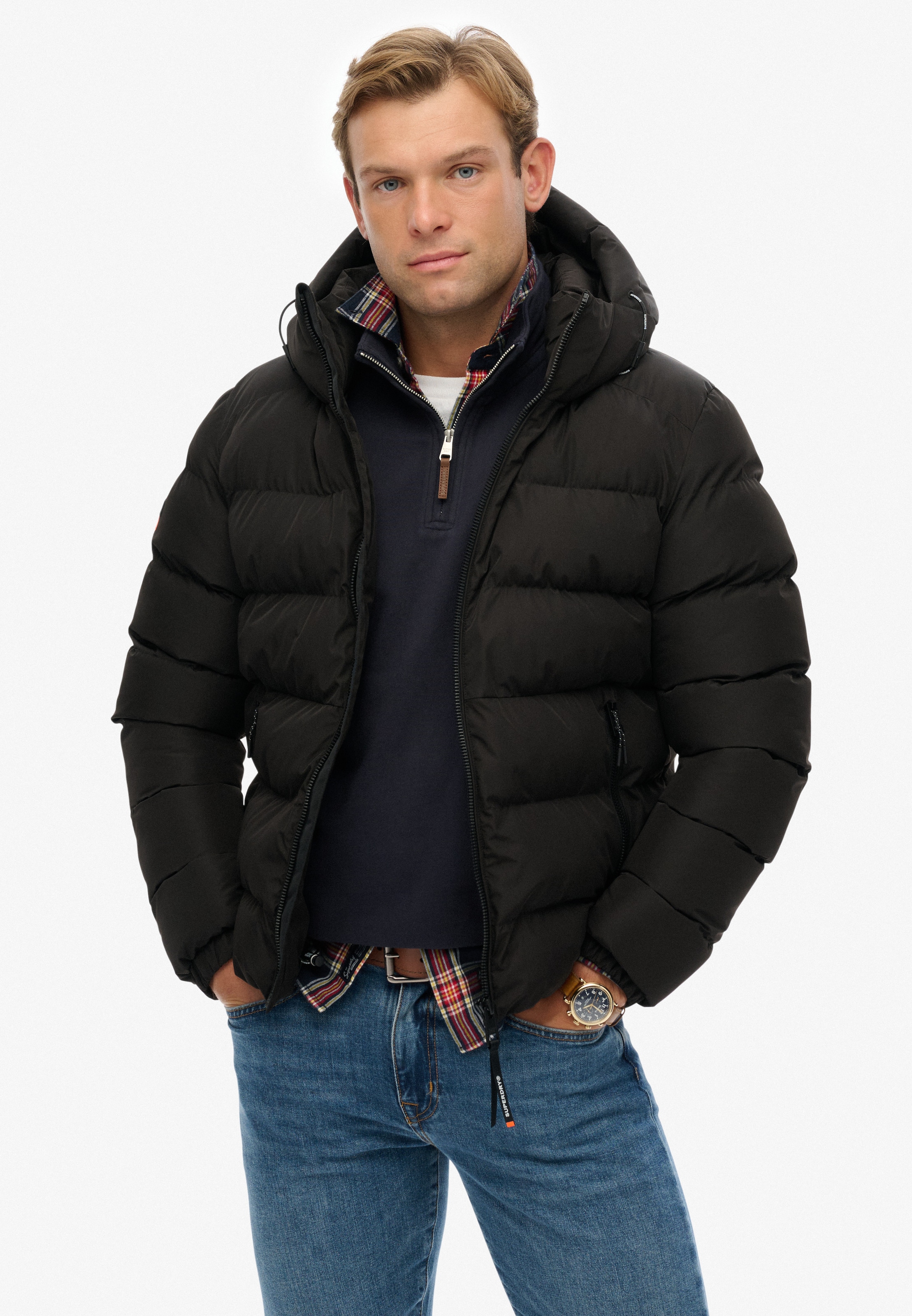 Superdry Steppjacke »HOODED SPORTS PUFFER JACKET«, mit Kapuze