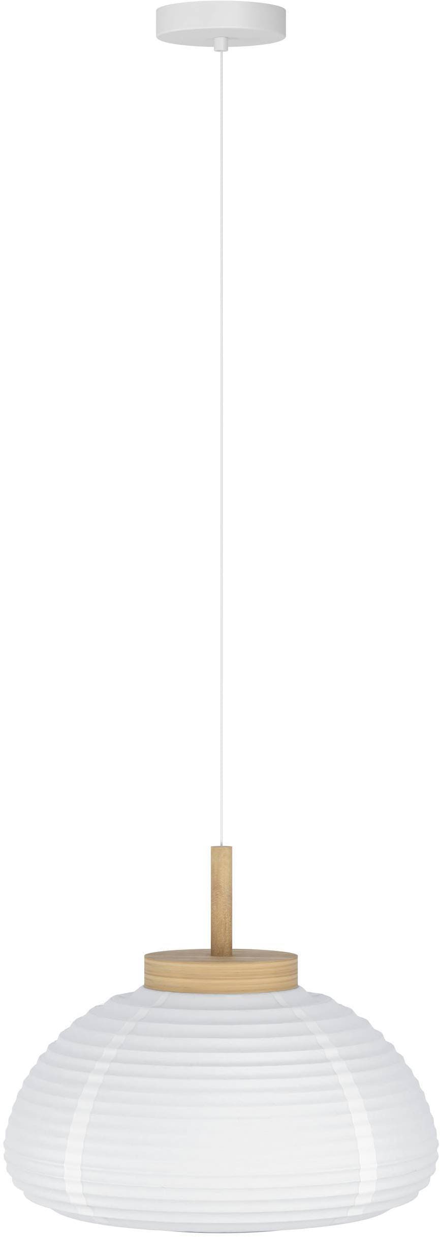 EGLO Hängeleuchte »Summerhill Hängelampe 1-fach, Japan-Stil, Metall, Holz und Papier, E27« E27 1 Stk. Hängeleuchte - H110 x Ø55 cm - weiß, braun - 1X40W exkl.