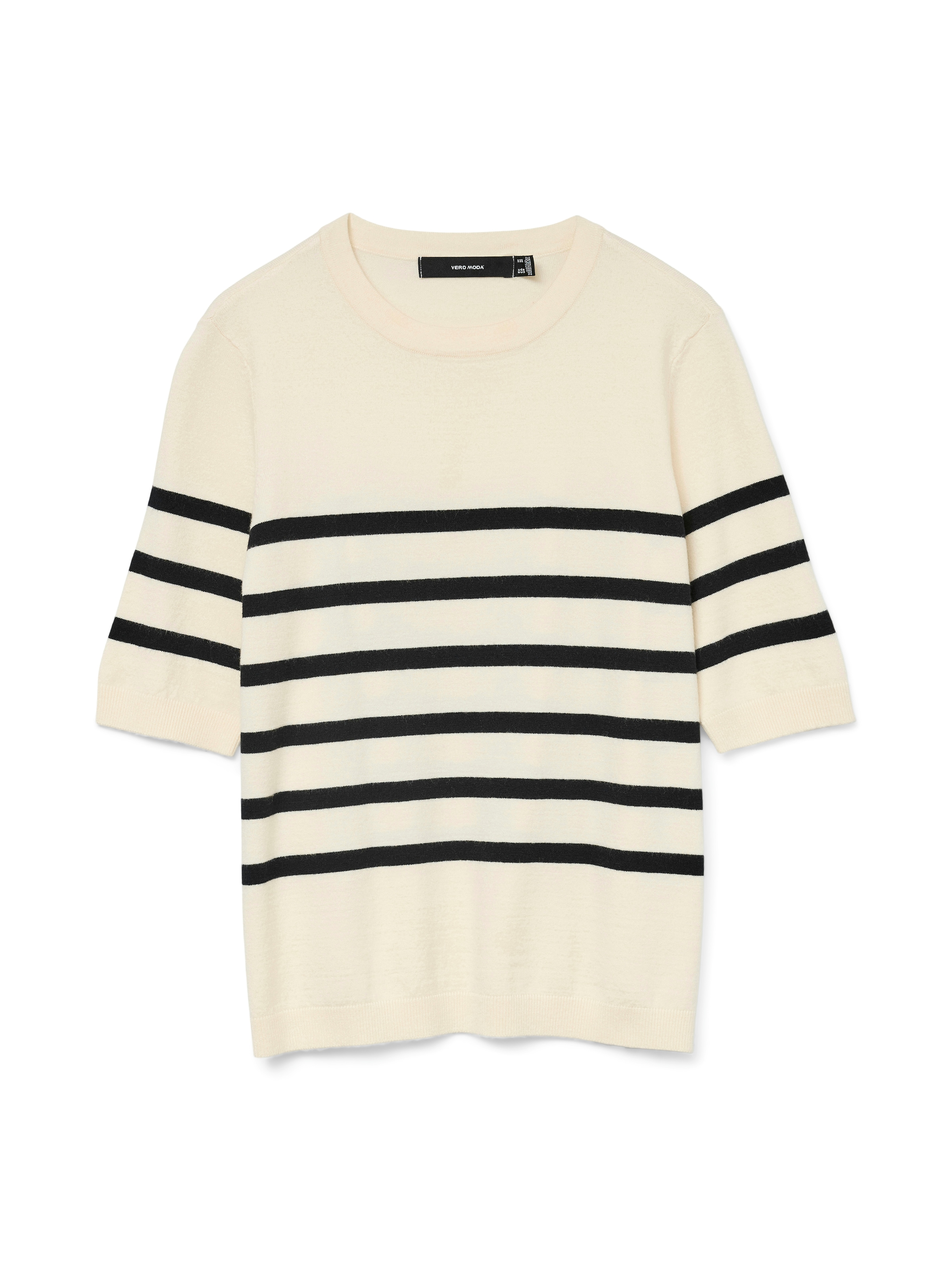 Vero Moda Kurzarmpullover »leichter Feinstrickpullover VMSABA PLAIN SS O-NECK PULLOVER GA NOOS«, (Damenpullover, Rundhalsausschnitt, Kurzarm, Sommerpulli,), im Regular Fit aus pflegeleichtem Materialmix mit Viskose