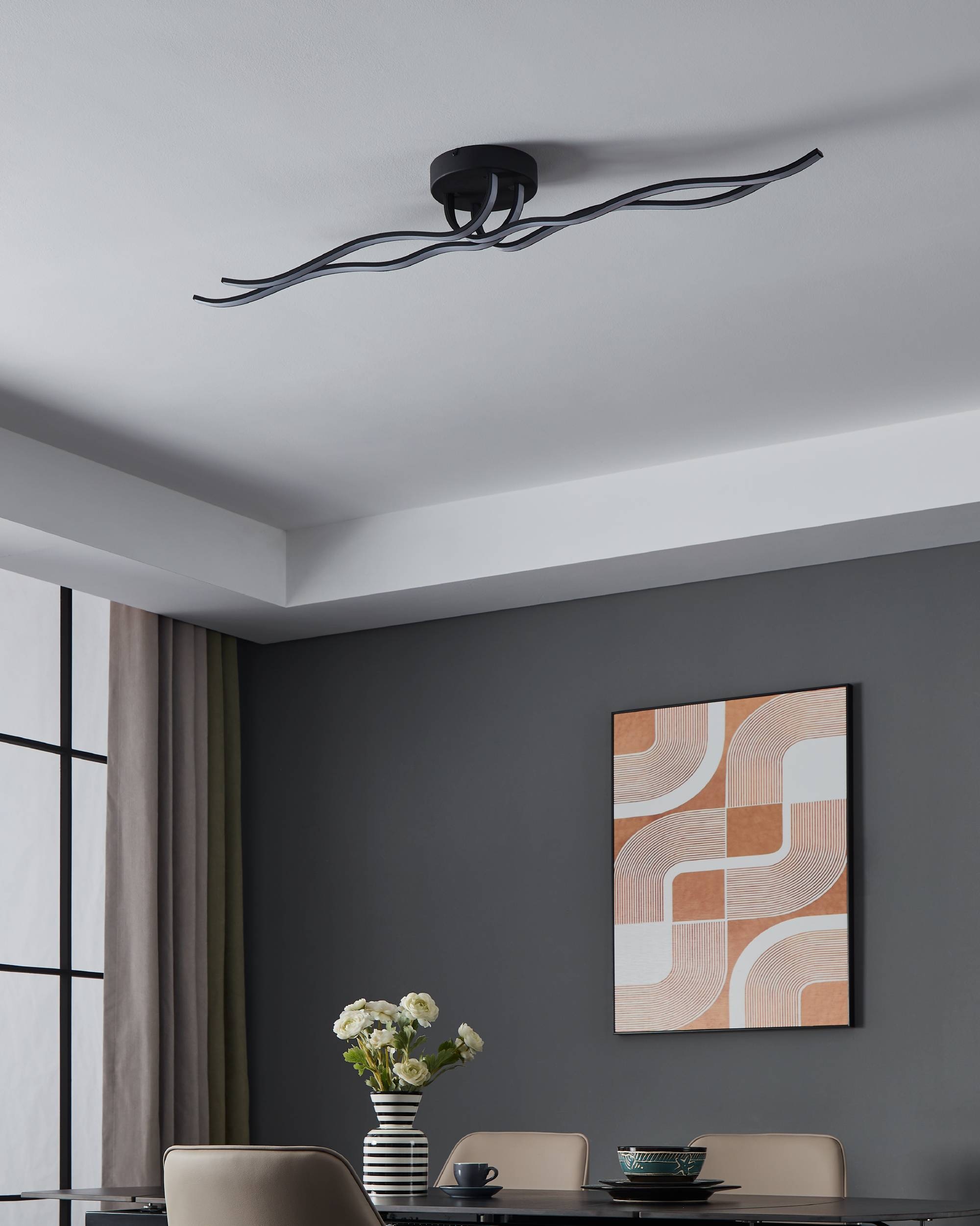 EGLO Deckenleuchte »Roncade 1 Deckenlampe, Küchenlampe aus Aluminium, Stahl und Kunststoff« LED-Modul 1 Stk. Warmweiß Wand-/Deckenleuchte - L116 x B18 x H11,5 cm - schwarz - 37W inkl.