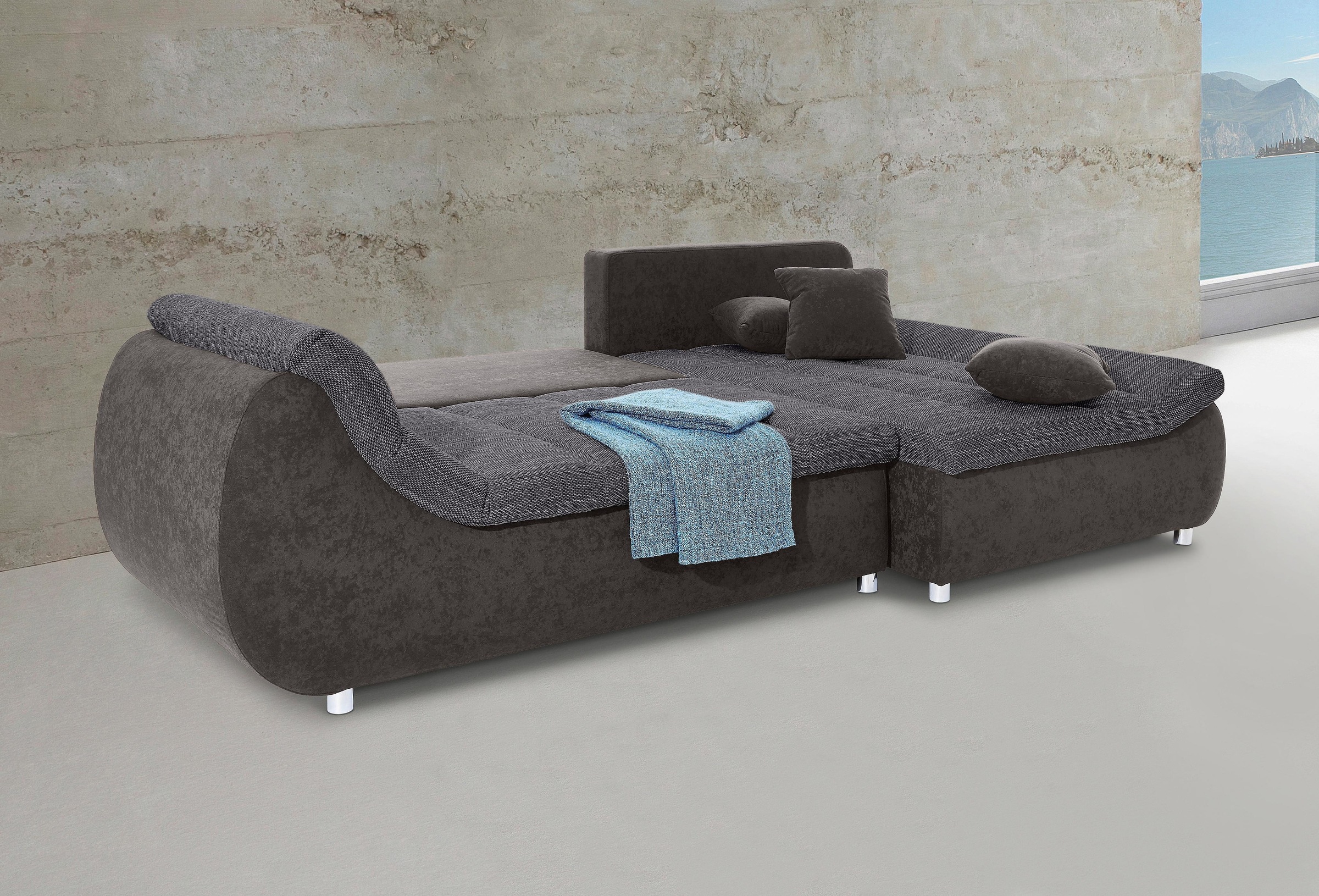 INOSIGN Ecksofa »Imola elegant und bequem, aktuelle Steppung im Sitz, L-For günstig online kaufen