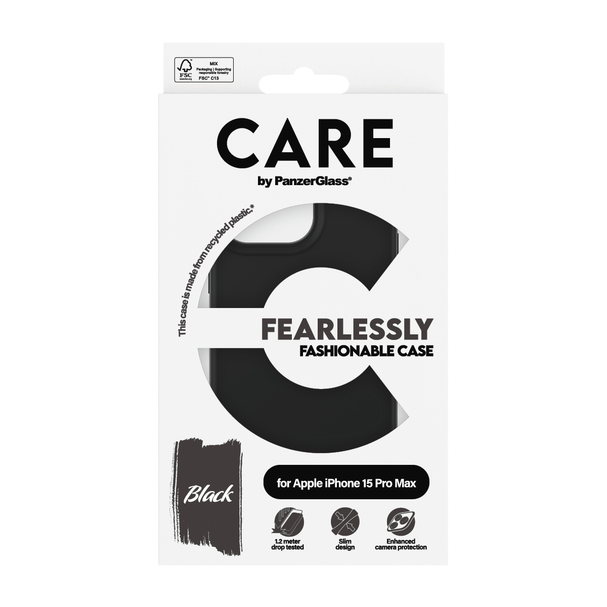 CARE by PanzerGlass Handyhülle »Fearlessly Fashionable Case für Apple iPhone 15 Pro Max Fashion Black« Backcover, Schutzhülle, Handyschutzhülle, Case, Schutzcase, stoßfest