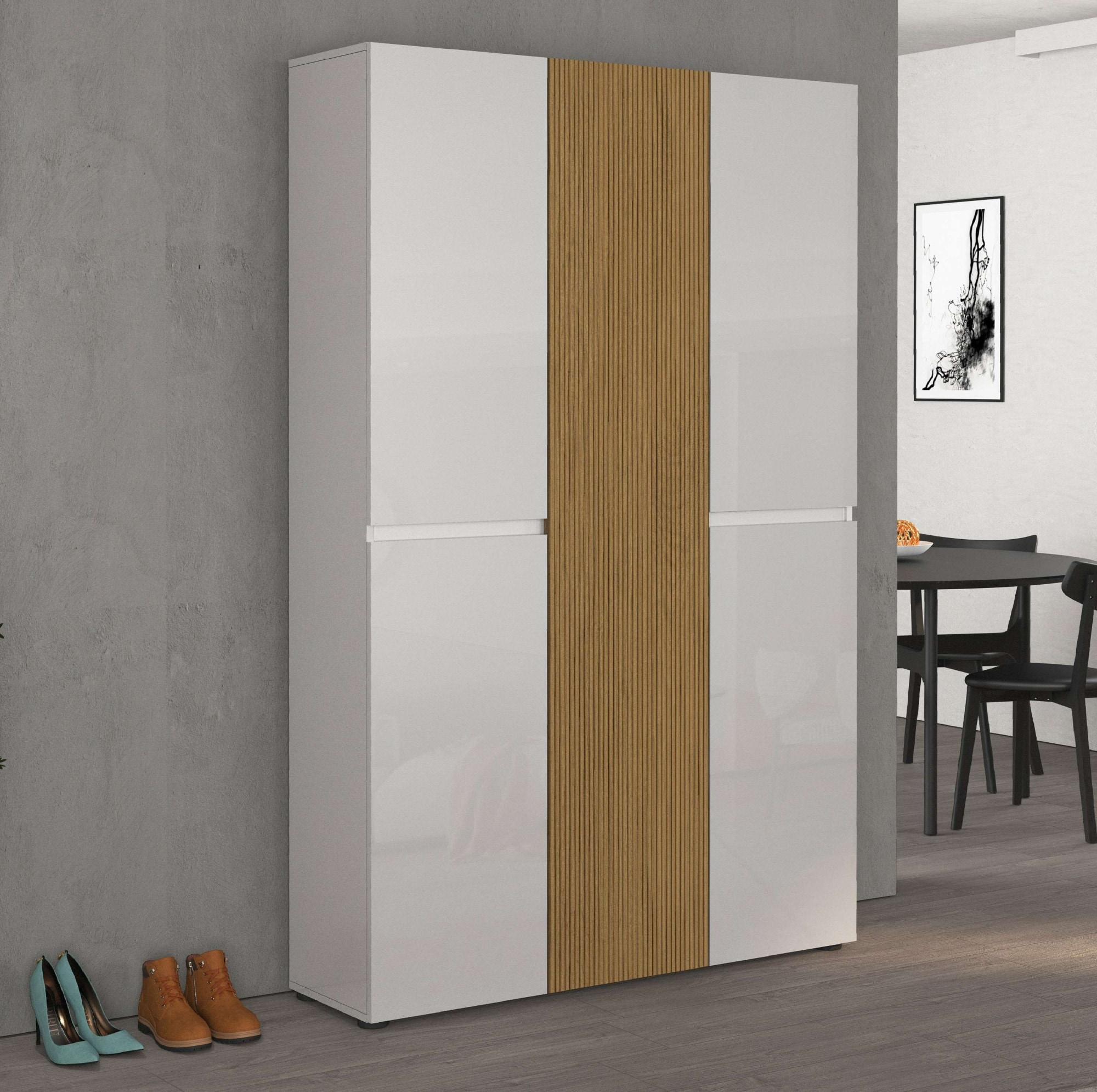 INOSIGN Schuhschrank »LADY, Schuhkommode,Schuhmöbel,Schuhablage,Schuhregal«, mit 20 Einlegeböden, 24 Fächer, Tür mit Rillenoptik, ca.58 paar Schuhe