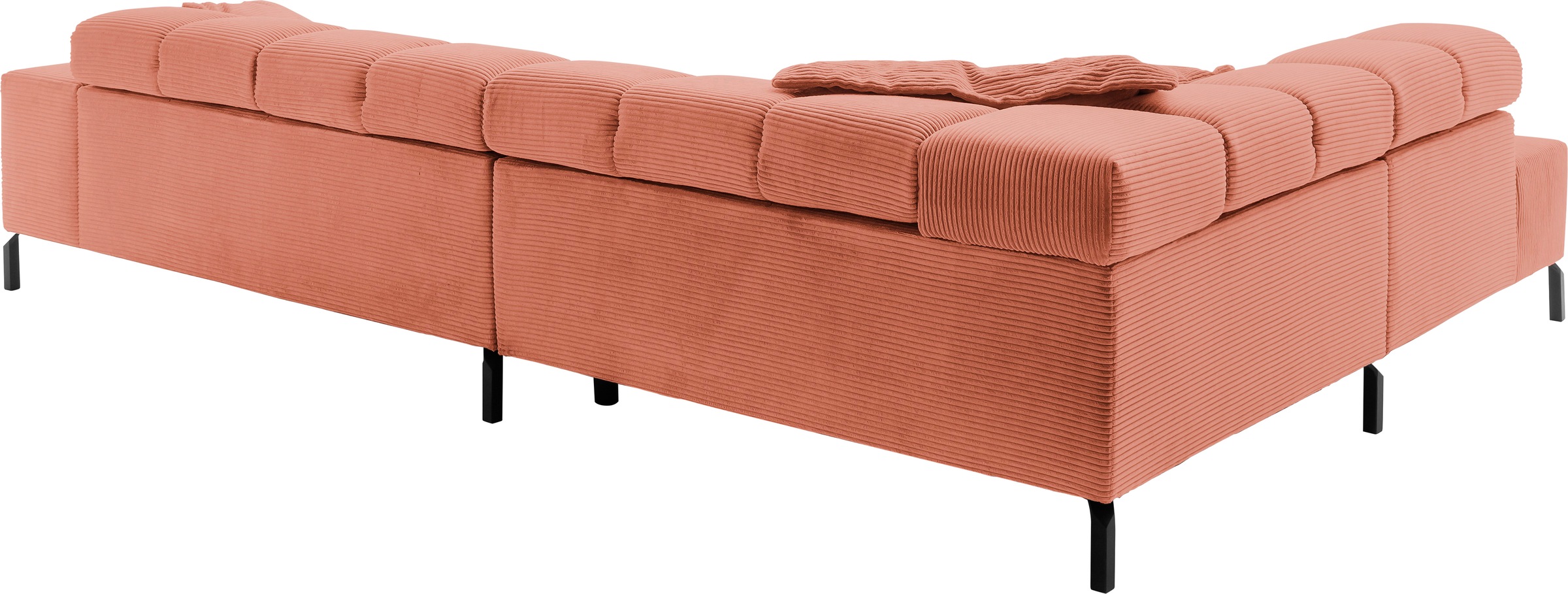 INOSIGN Ecksofa »Ancona New, wahlweise motorische Sitztiefenverstellung, auch in Cord«, feine Steppung, mit Kopfteilverstellung, 3 Zierkissen, L-Form