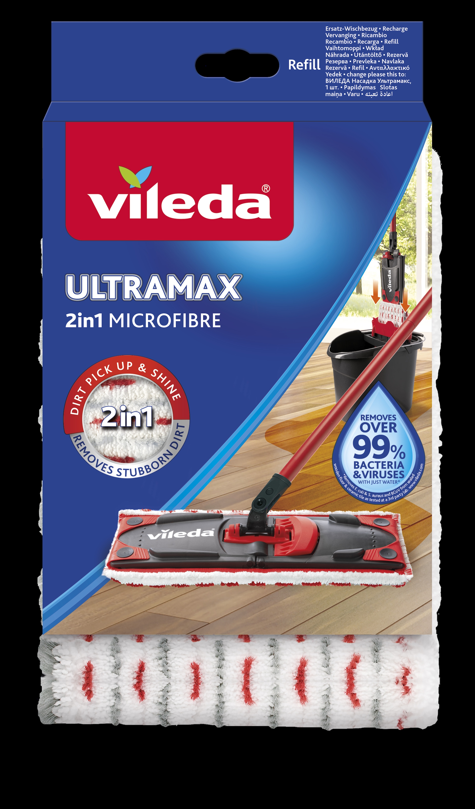 Vileda Wischbezug »Vileda ULTRAMAX 2in1 Ersatzbezug«, Mikrofaser, 15 cm, (1 St.), für alle Vileda ULTRAMAX Systeme