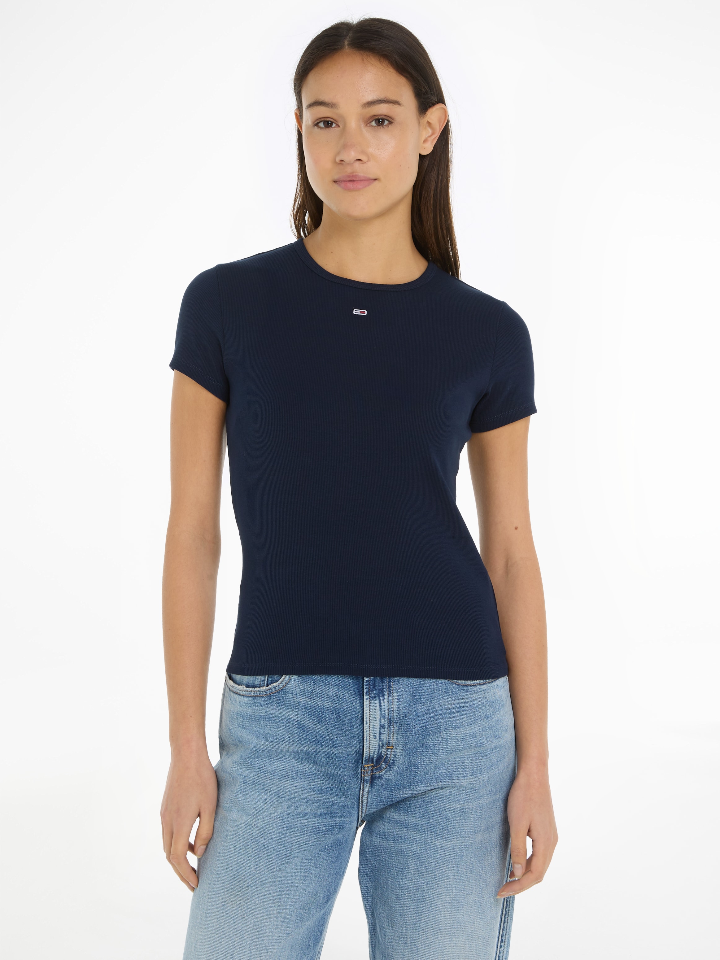 Tommy Jeans Curve T-Shirt »Slim Essential Rib«, Große Größen